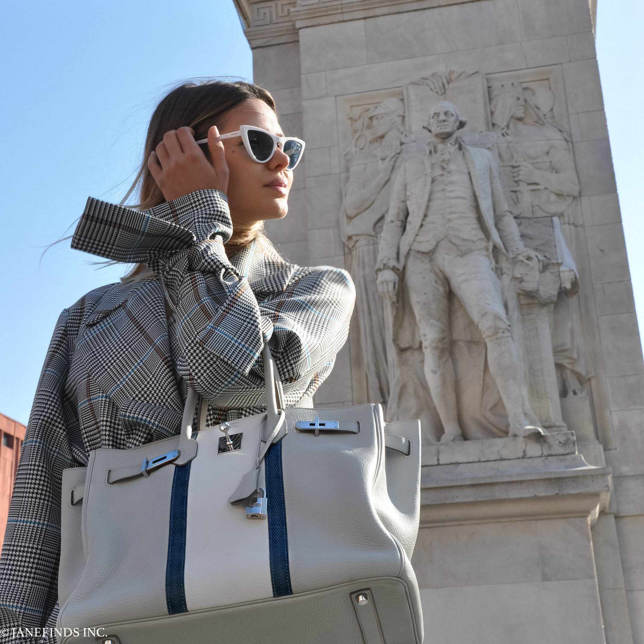 Hermès Birkin 35 Club Gris Perle & White Clemence Mykonos Lizard Palladium Hardware