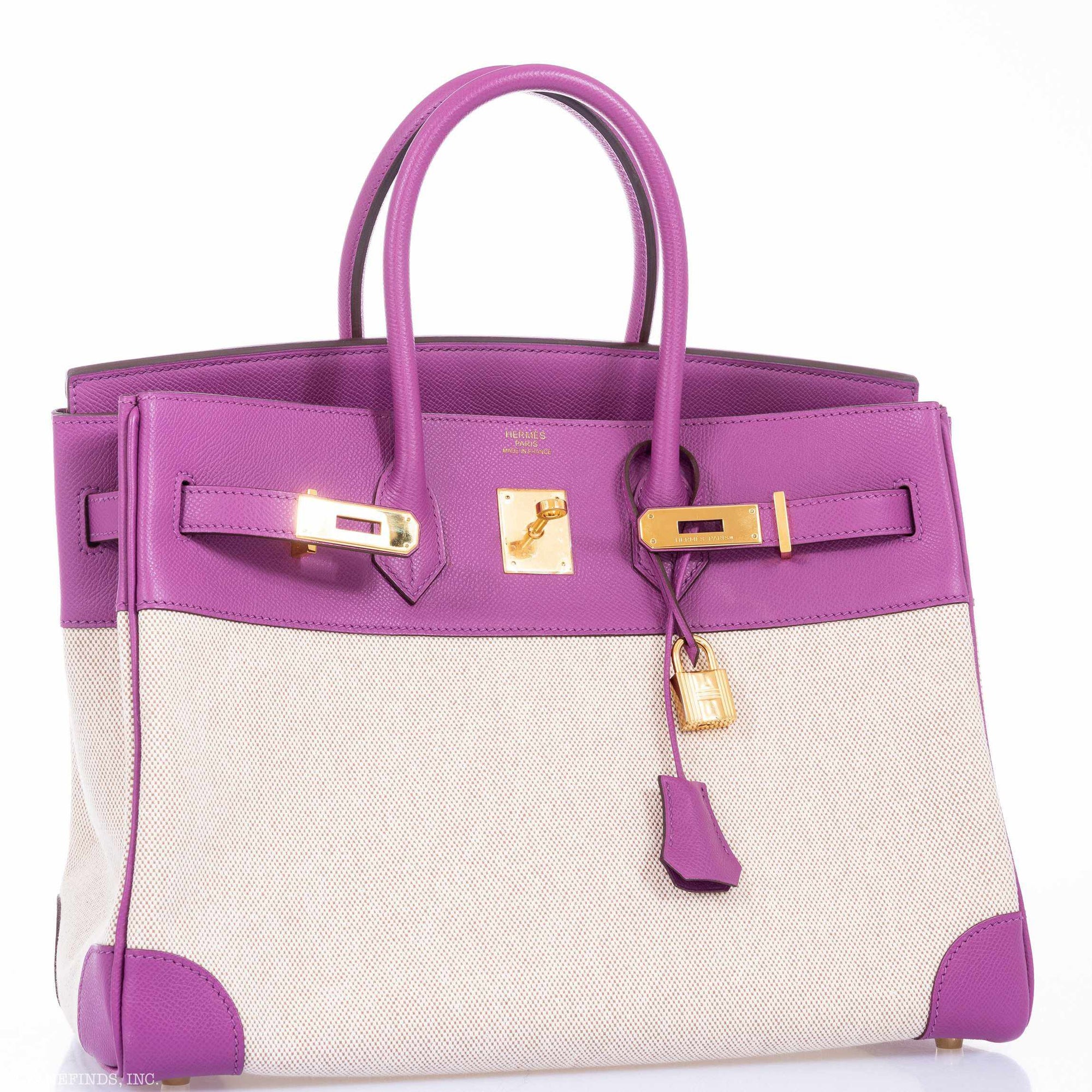 Hermès Birkin 35 Cyclamen Toile And Epsom Gold Hardware