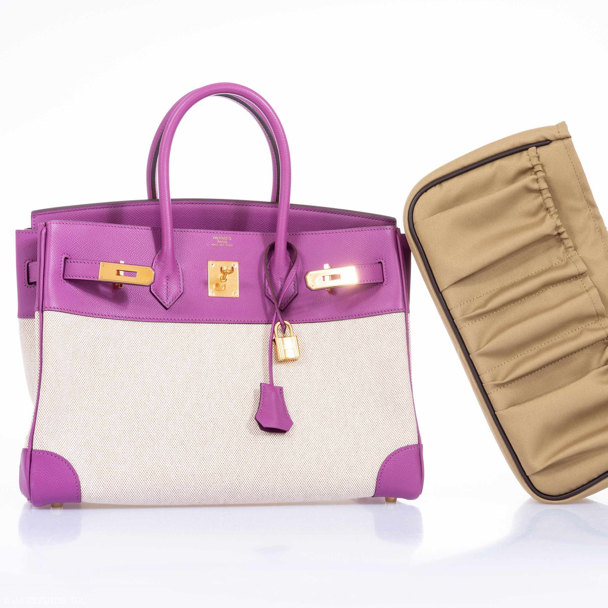 Hermès Birkin 35 Cyclamen Toile And Epsom Gold Hardware