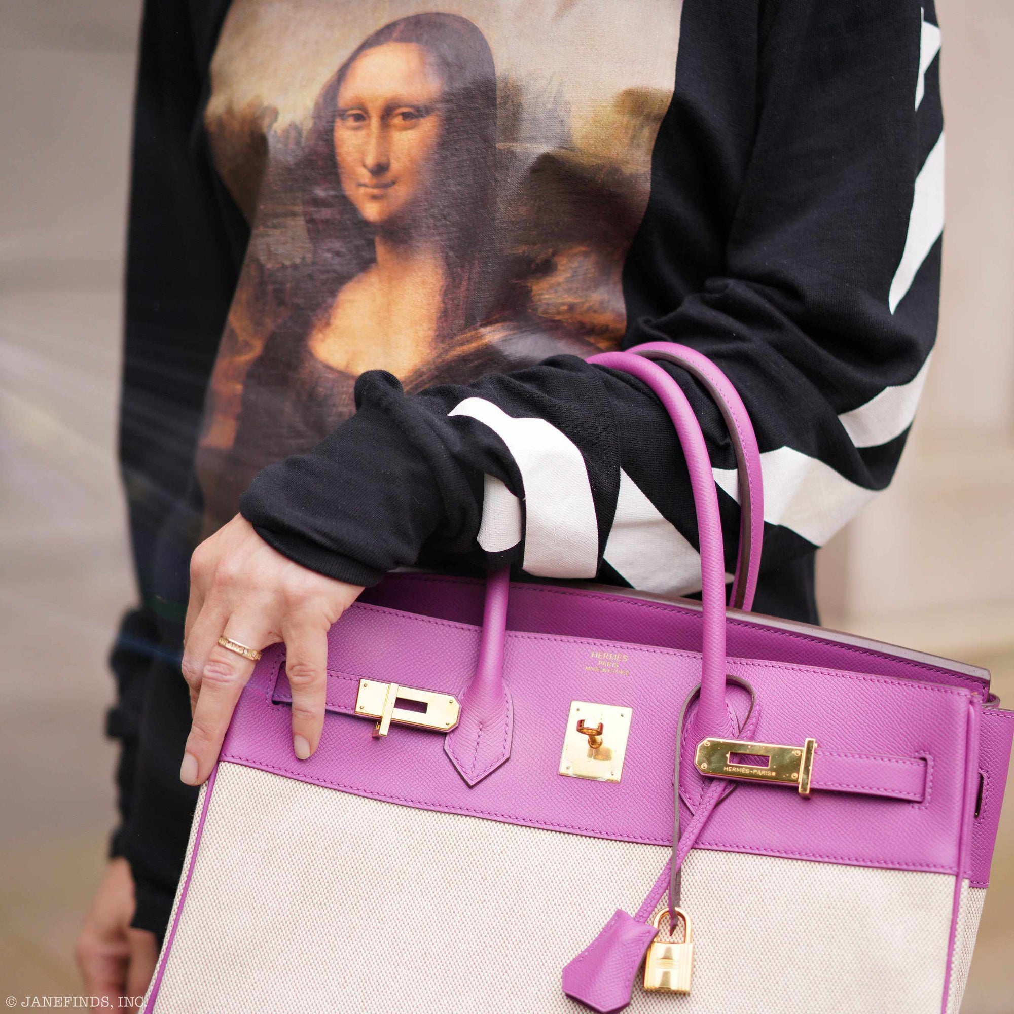Hermès Birkin 35 Cyclamen Toile And Epsom Gold Hardware