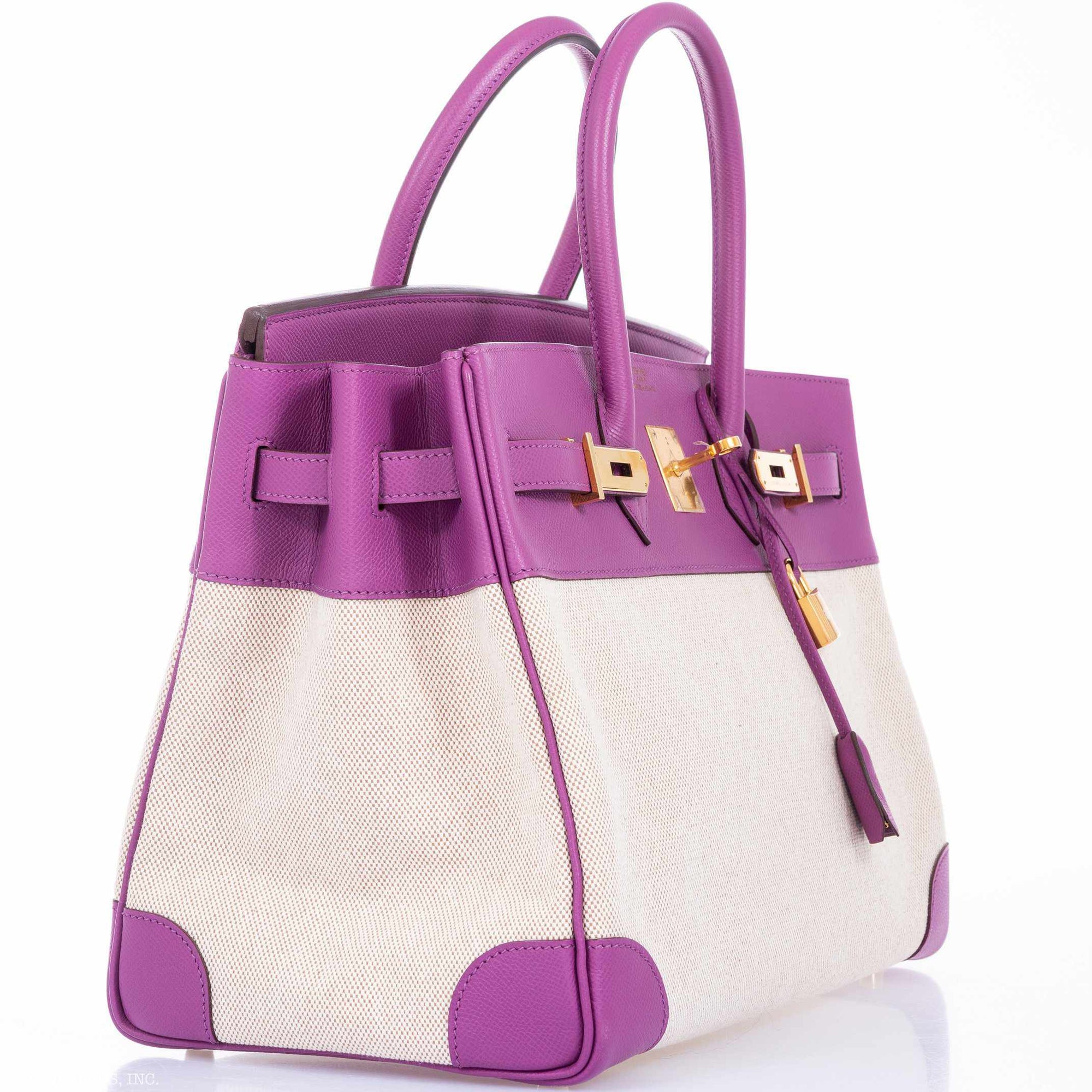 Hermès Birkin 35 Cyclamen Toile And Epsom Gold Hardware