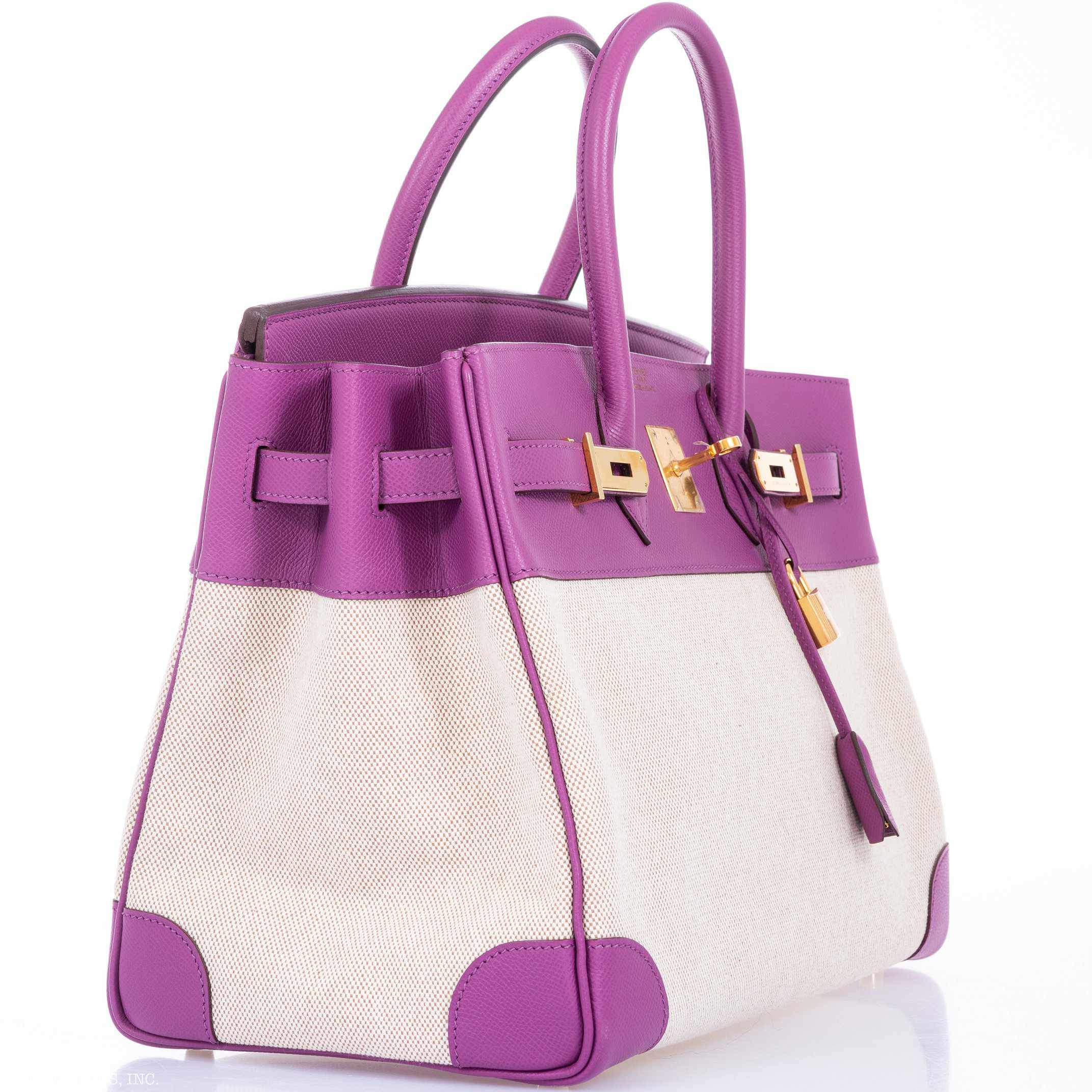 Hermès Birkin 35 Cyclamen Toile And Epsom Gold Hardware