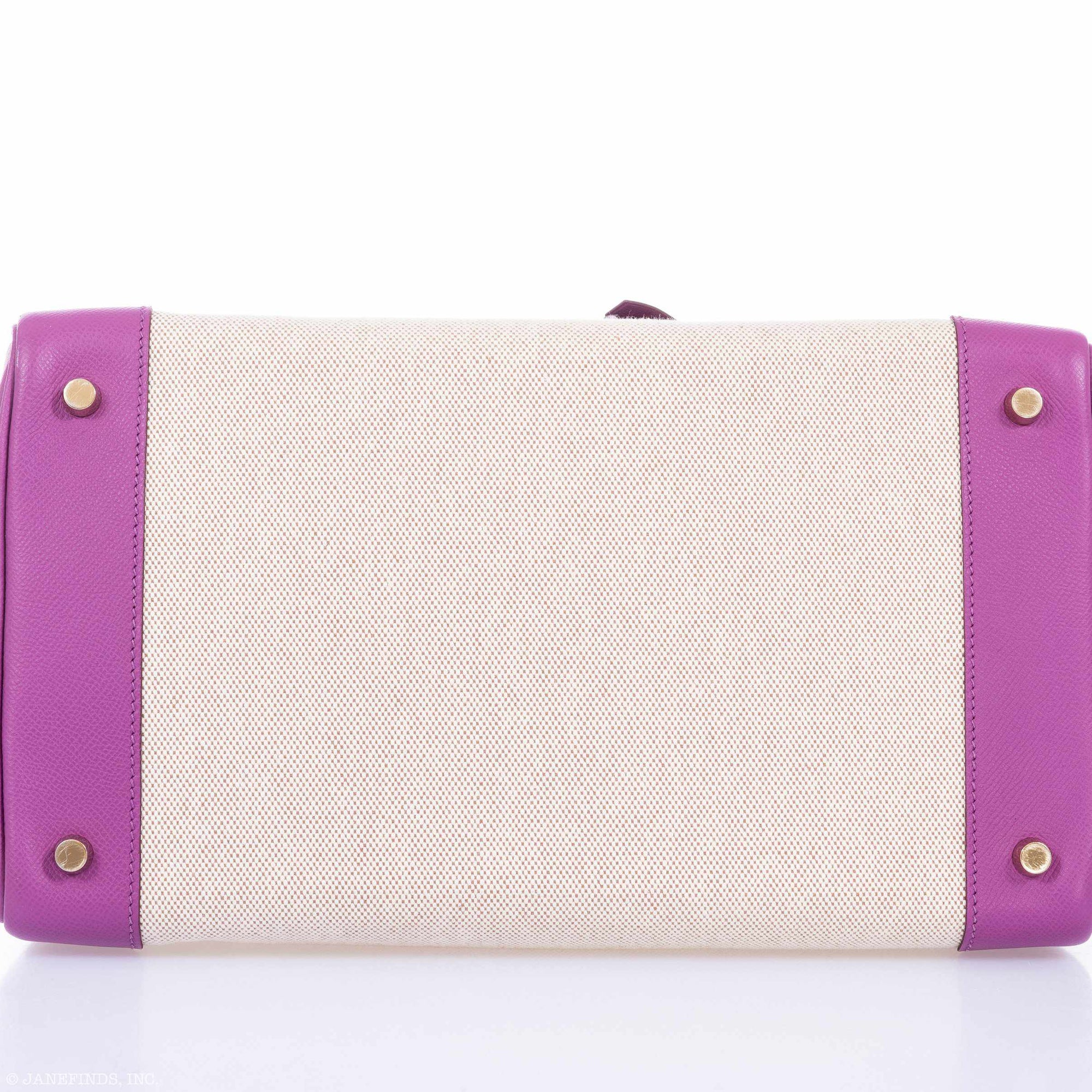 Hermès Birkin 35 Cyclamen Toile And Epsom Gold Hardware