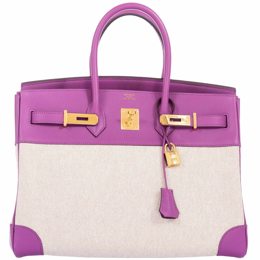 Hermes Birkin 35cm Togo Leather Handbags Light Purple Golden
