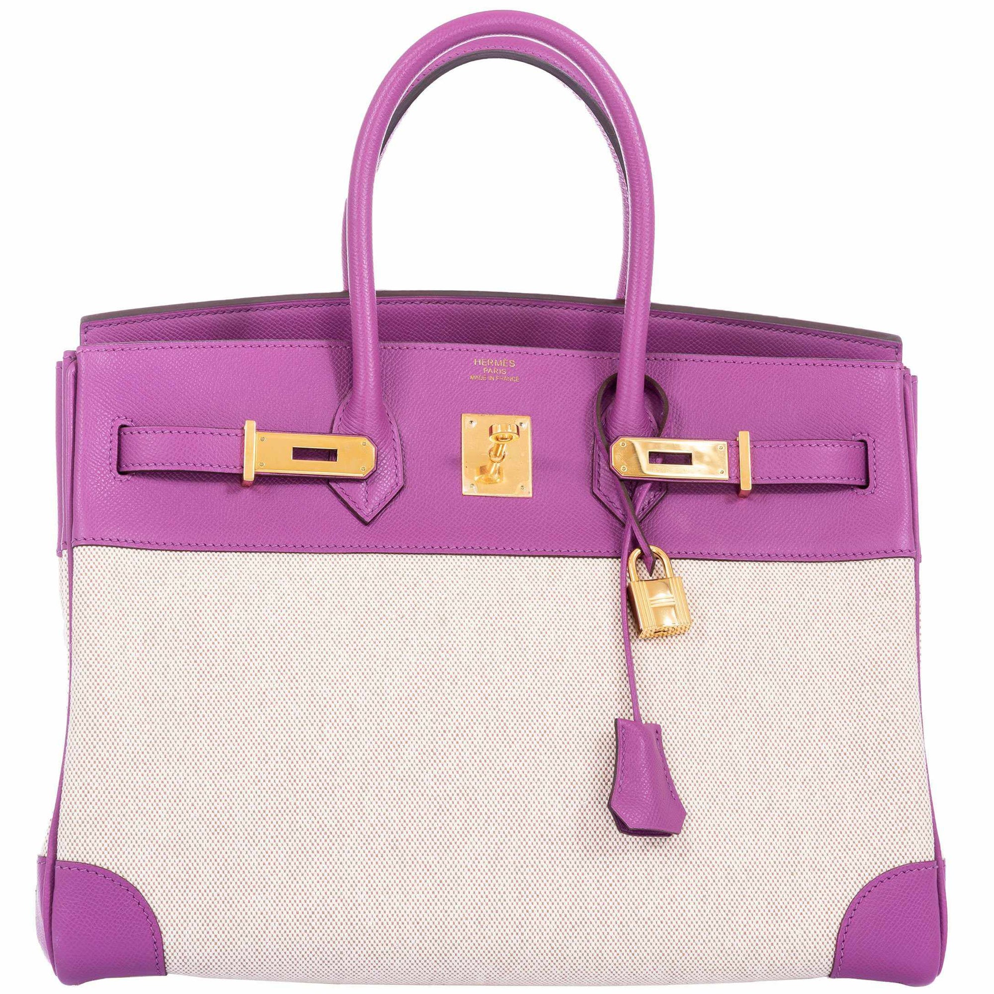 Hermès Birkin 35 Cyclamen Toile And Epsom Gold Hardware