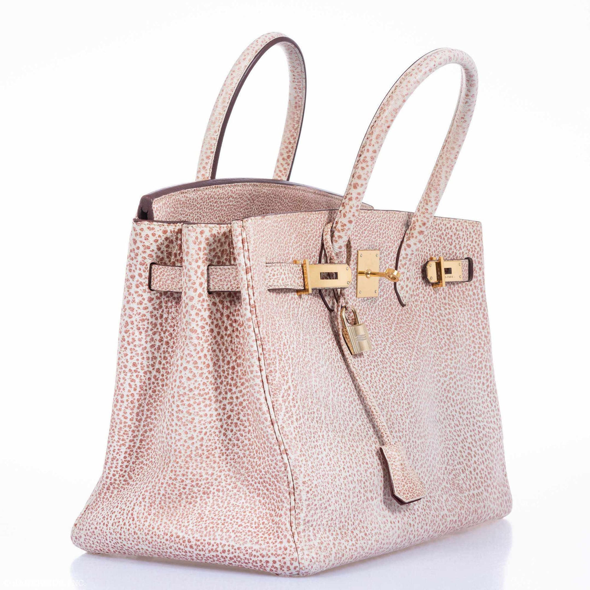 Hermès Birkin 35 Dalmatian Pink & White Buffalo Gold Hardware