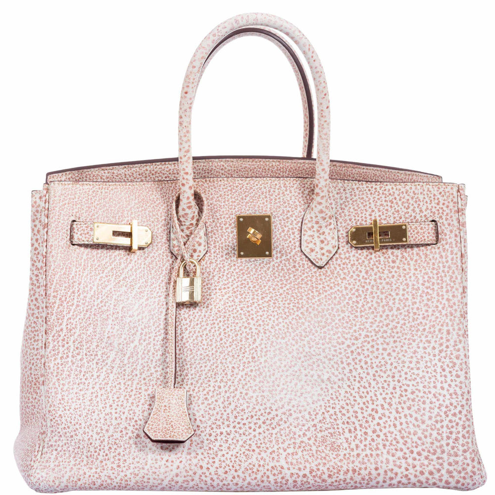 Hermès Birkin 35 Dalmatian Pink & White Buffalo Gold Hardware