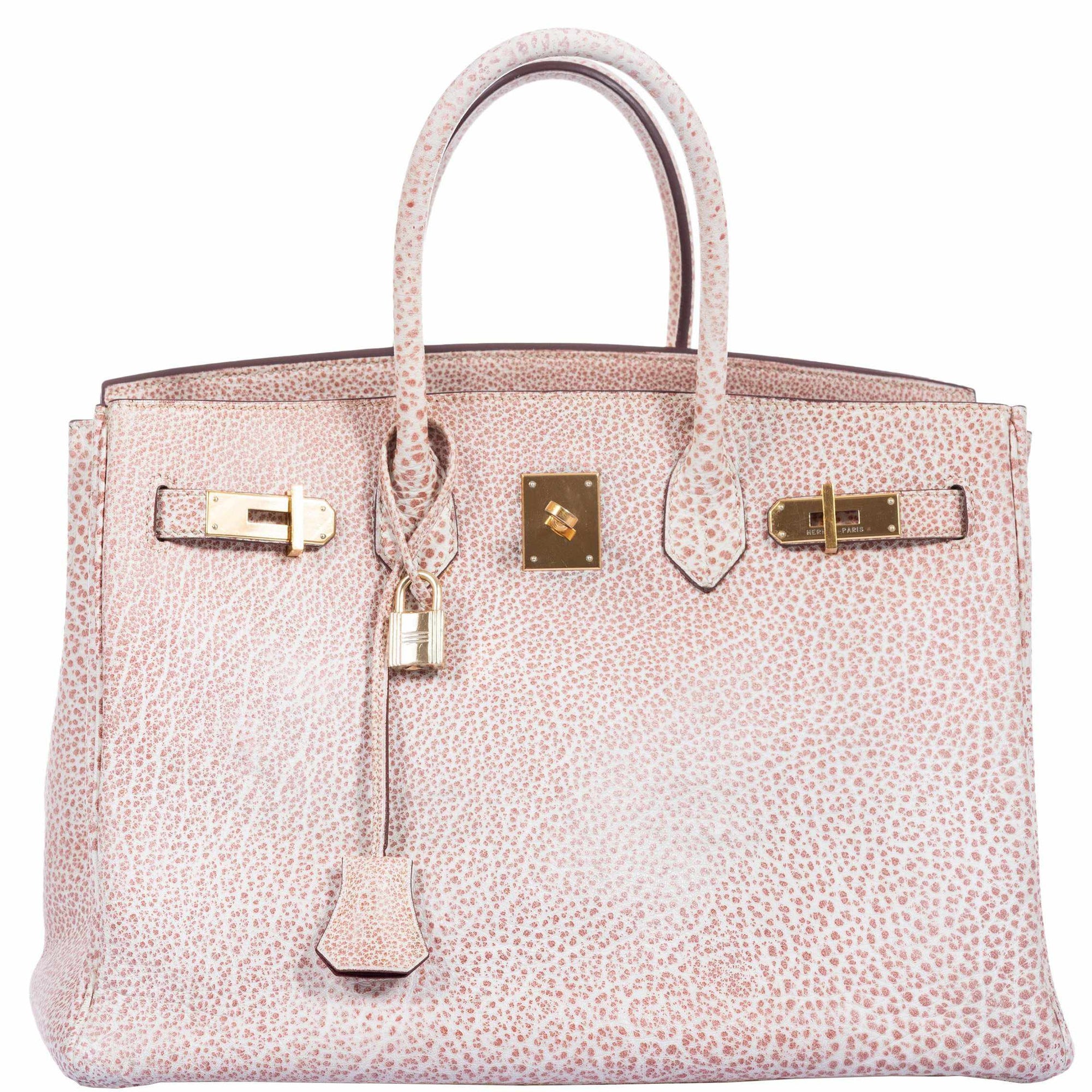 Hermès Birkin 35 Dalmatian Pink & White Buffalo Gold Hardware