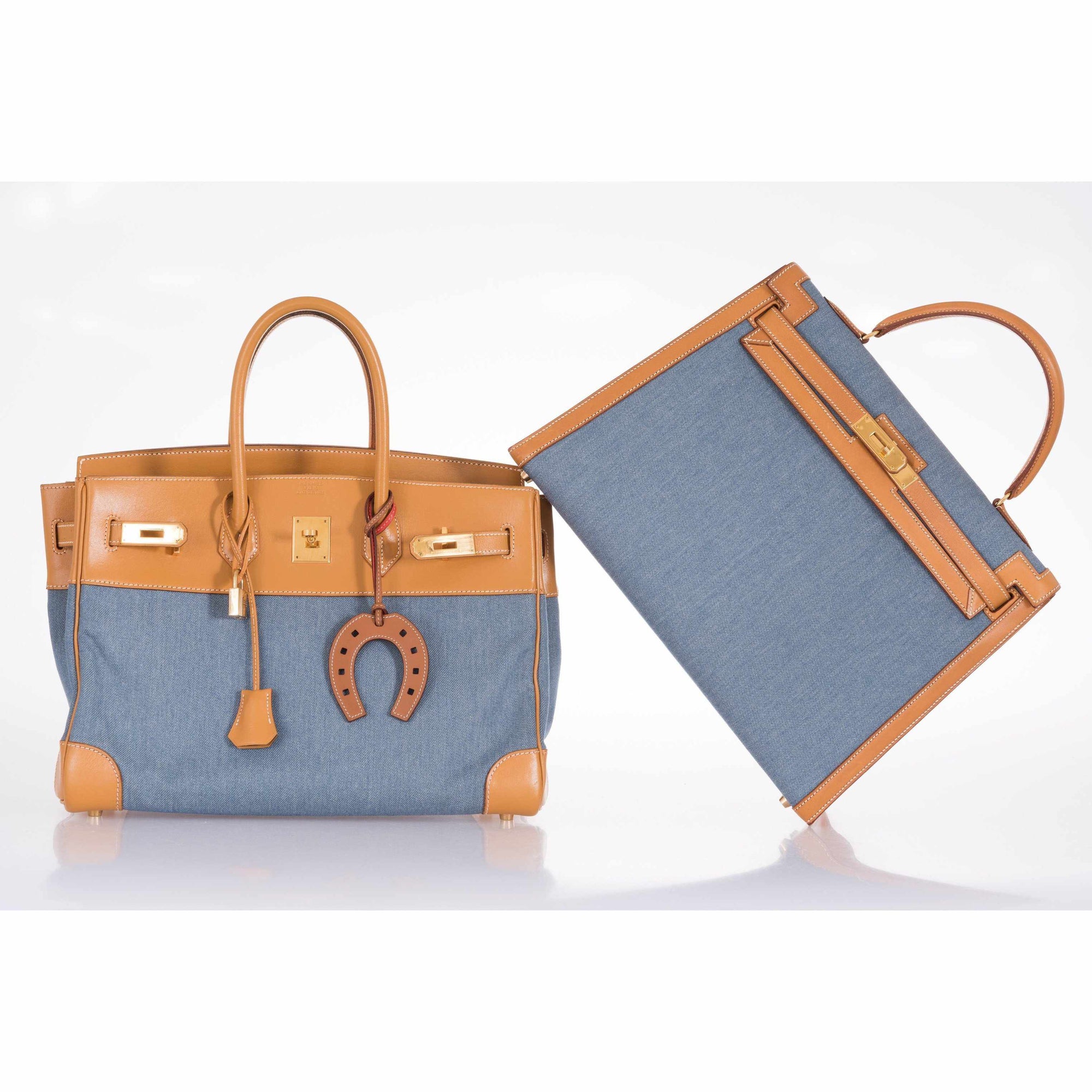 Hermès Birkin 35 Denim & Vache Naturelle Gold Hardware
