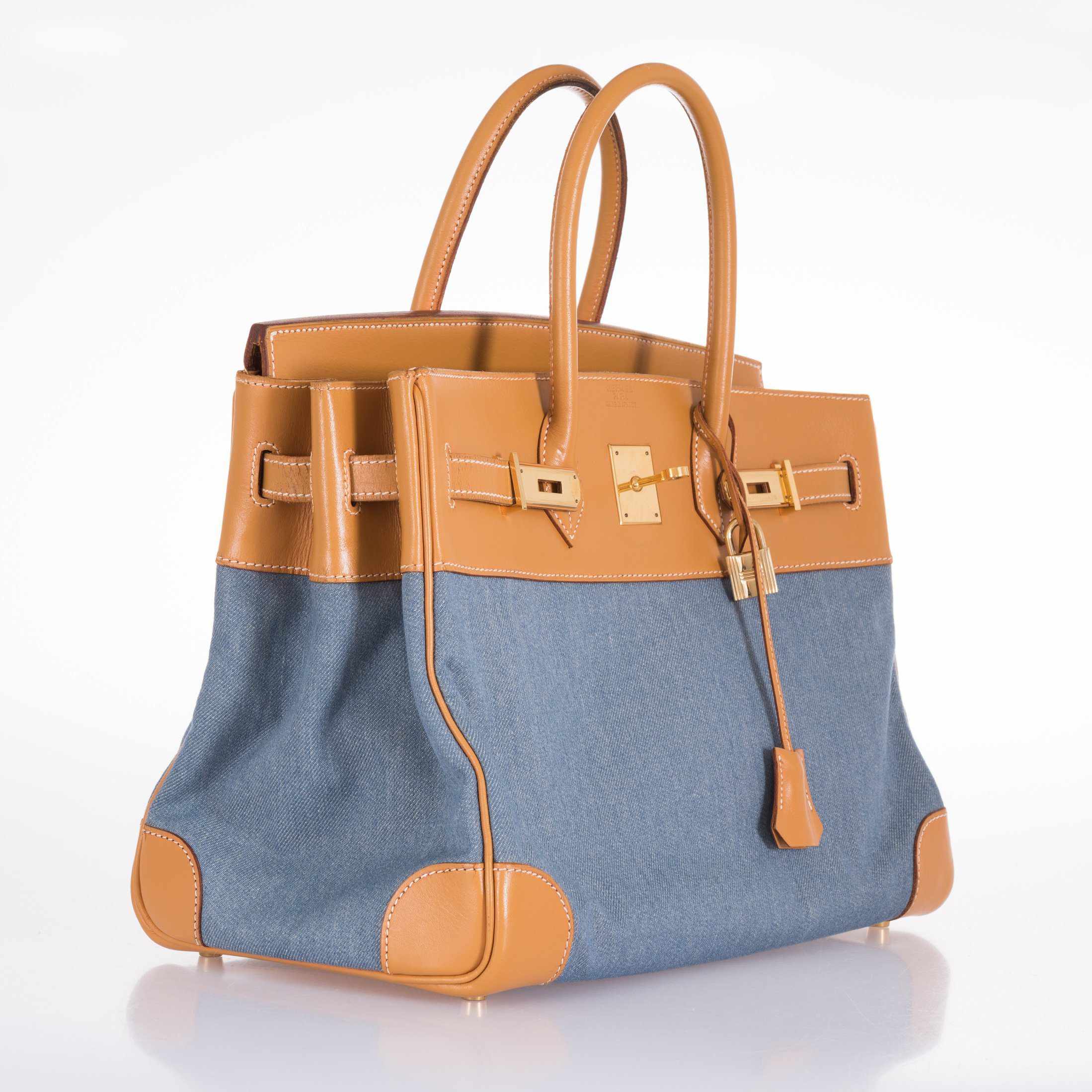 Hermès Birkin 35 Denim & Vache Naturelle Gold Hardware