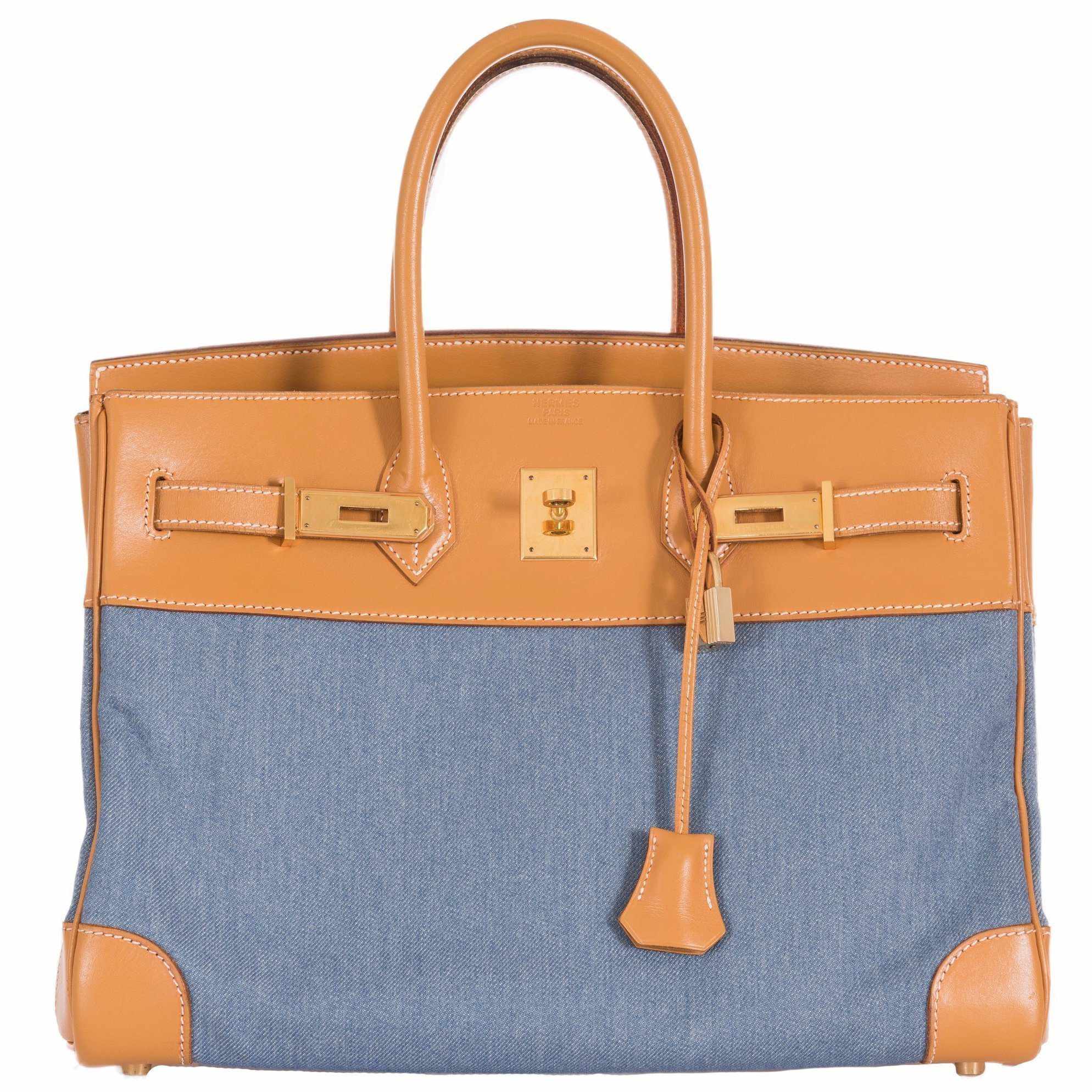 Hermès Birkin 35 Denim & Vache Naturelle Gold Hardware