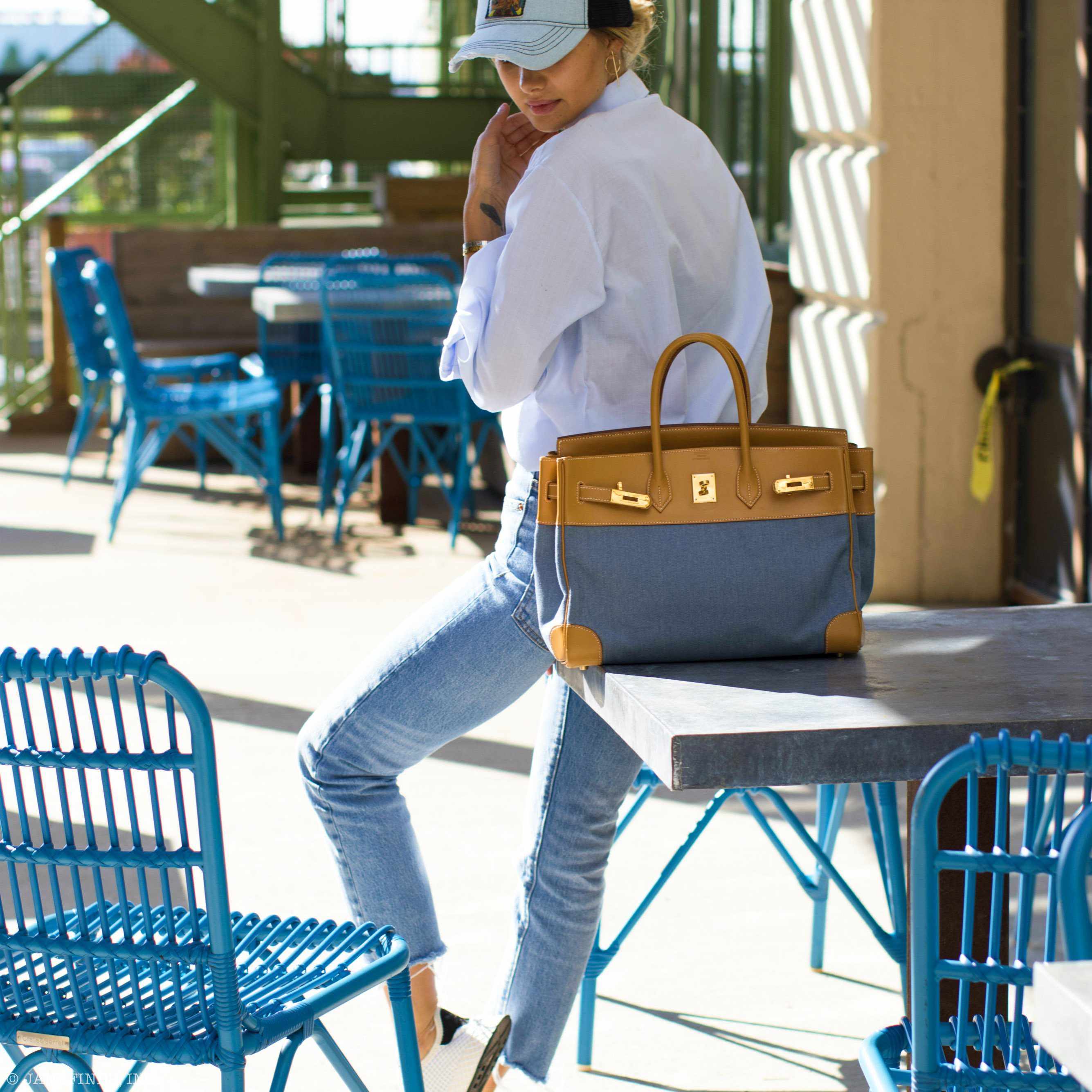 Hermès Birkin 35 Denim & Vache Naturelle Gold Hardware