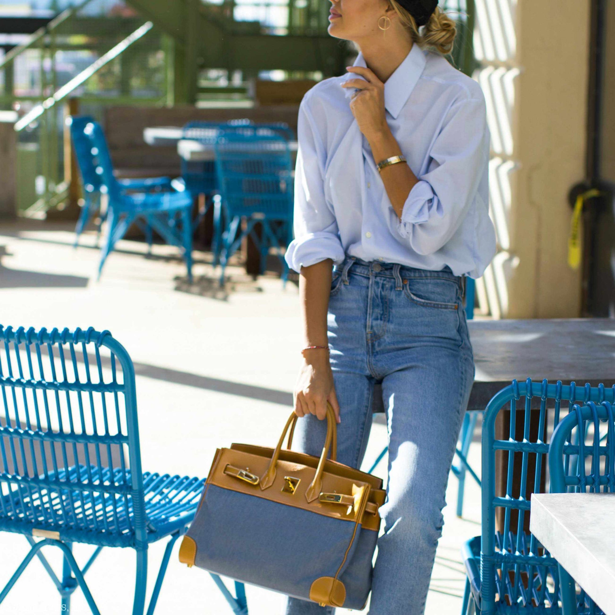 Hermès Birkin 35 Denim & Vache Naturelle Gold Hardware