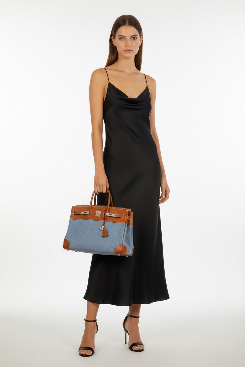 Hermès Birkin 35 Denim and Barenia Palladium Hardware