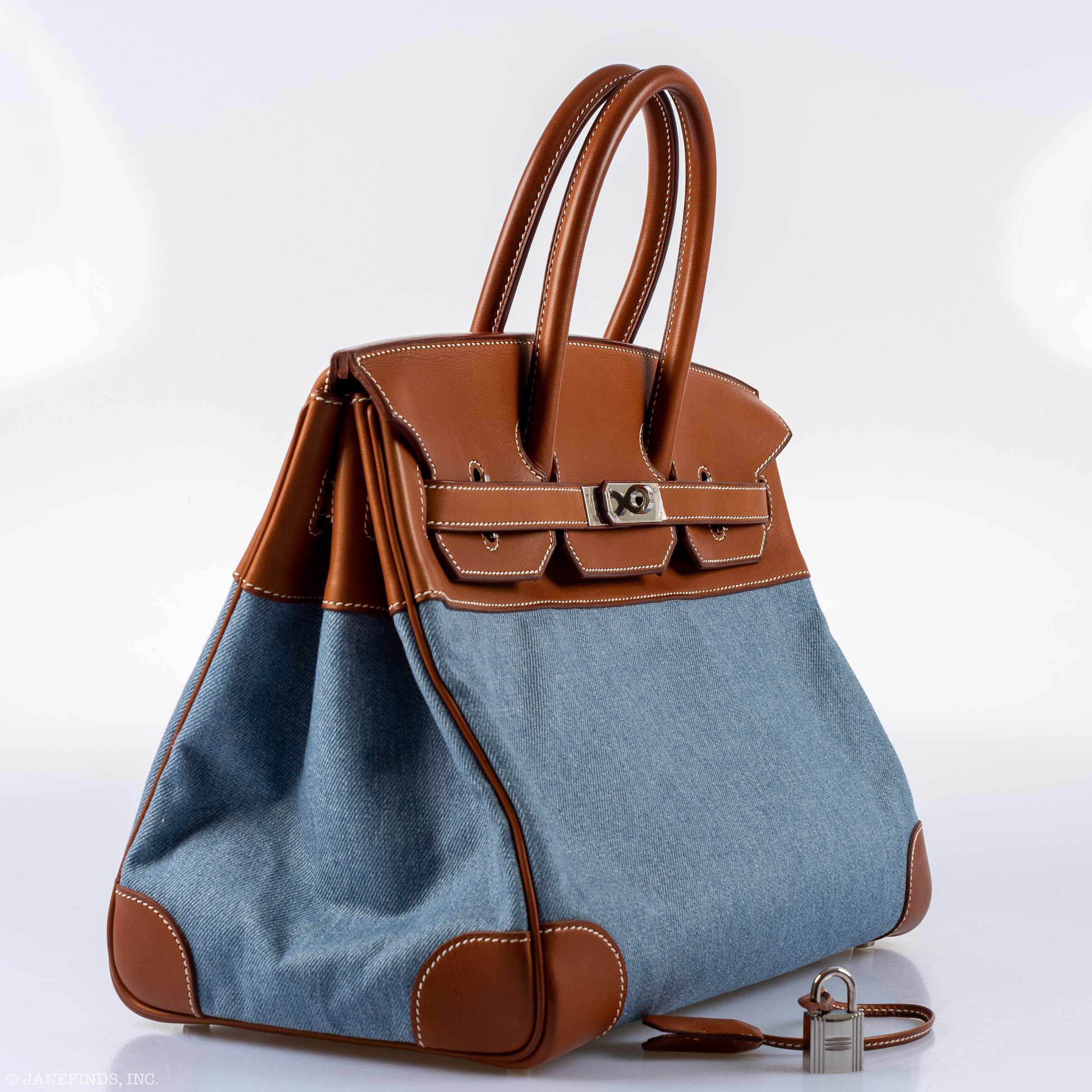Hermès Birkin 35 Denim and Barenia Palladium Hardware