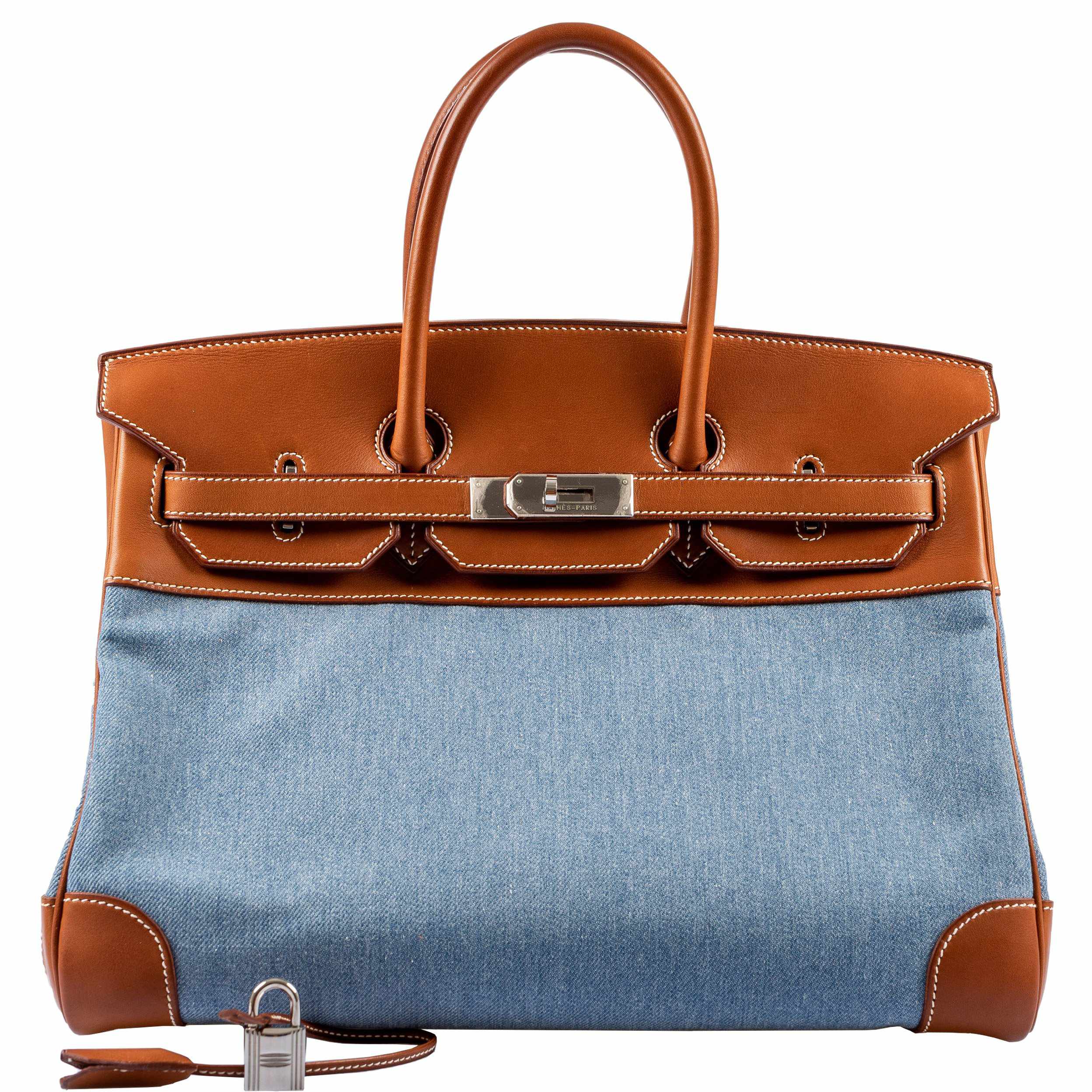 Hermès Birkin 35 Denim and Barenia Palladium Hardware