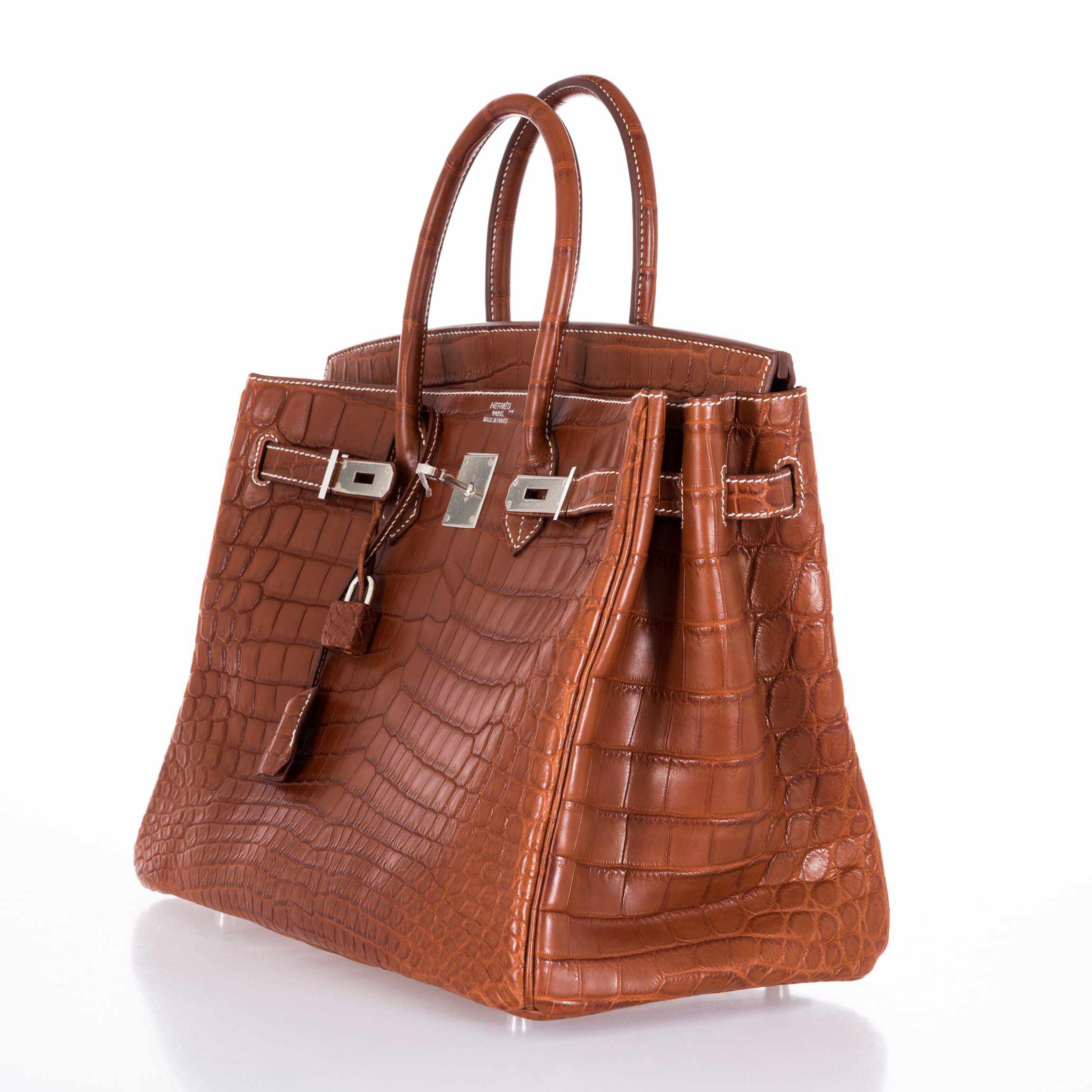 Hermès Birkin 35 Fauve Barenia Niloticus Crocodile Palladium Hardware