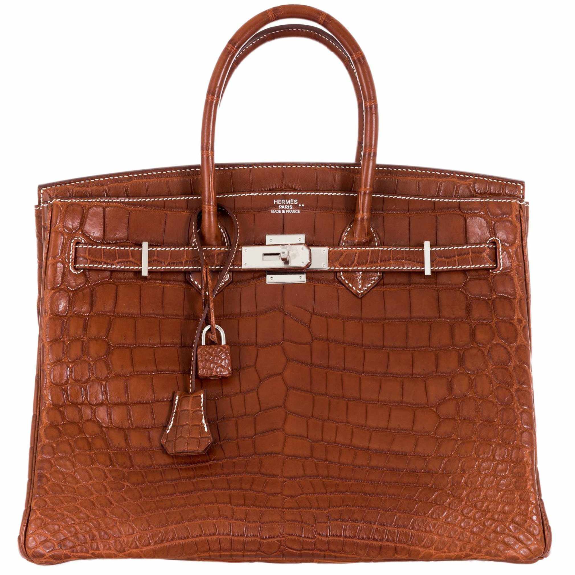 Hermès Birkin 35 Fauve Barenia Niloticus Crocodile Palladium Hardware