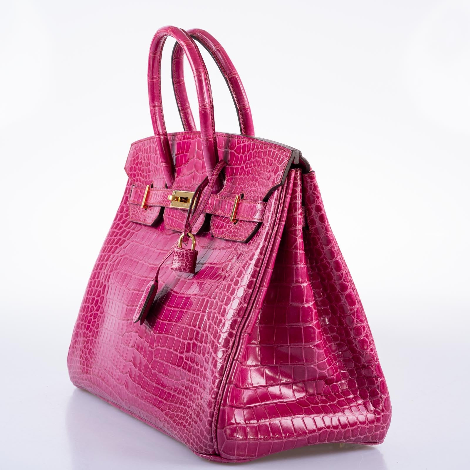 Hermès Birkin 35 Fuchsia Porosus Crocodile with Gold Hardware