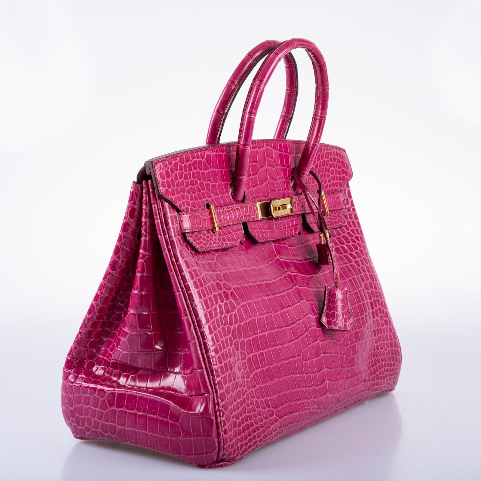 Hermès Birkin 35 Fuchsia Porosus Crocodile with Gold Hardware