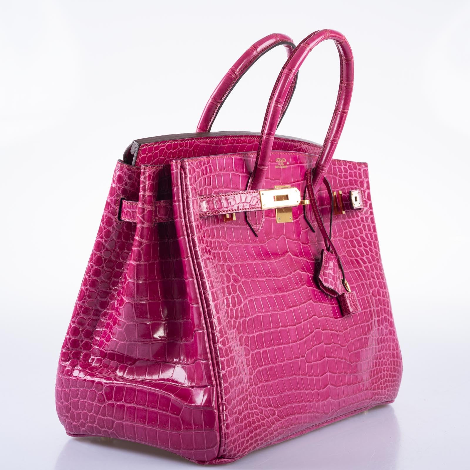 Hermès Birkin 35 Fuchsia Porosus Crocodile with Gold Hardware