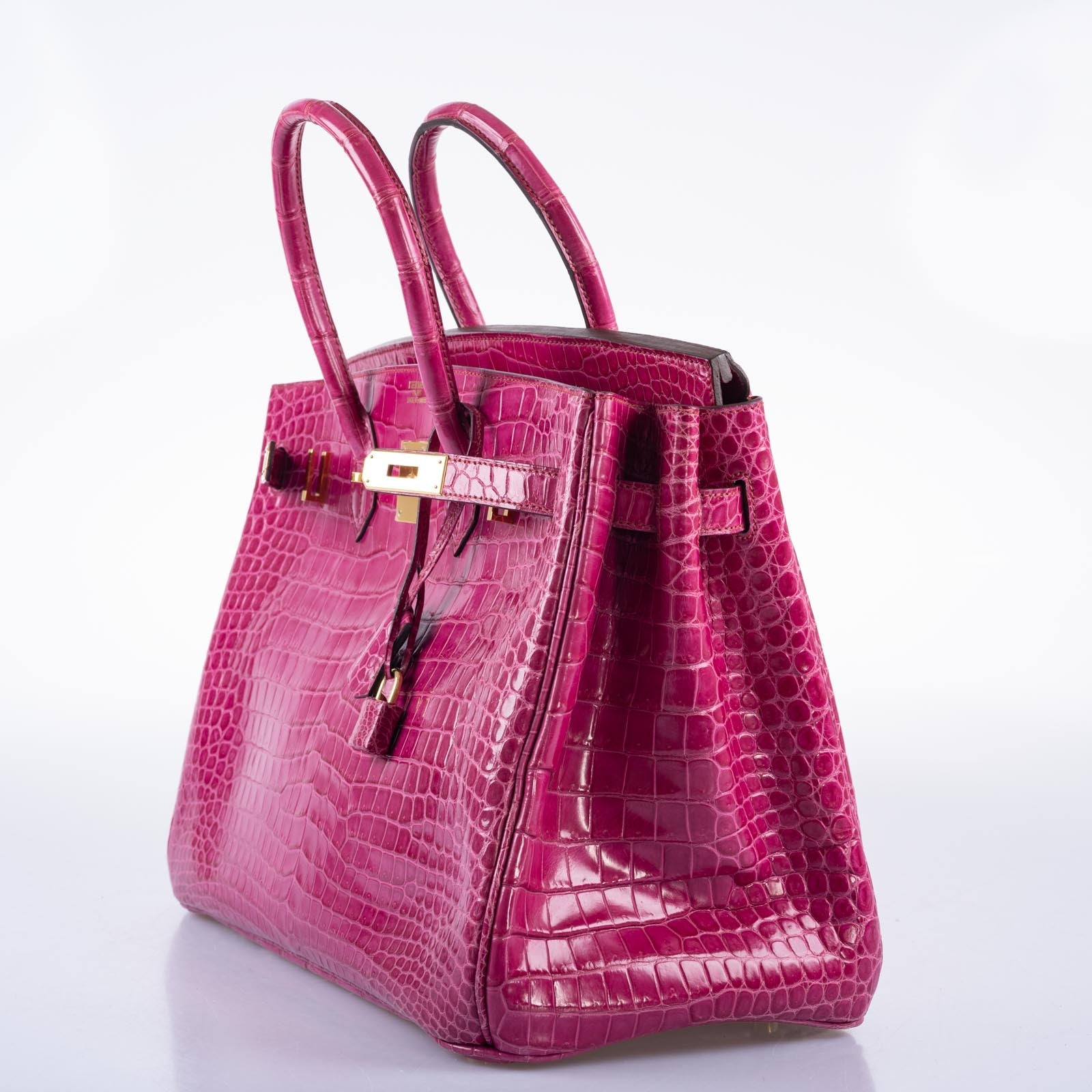 Hermès Birkin 35 Fuchsia Porosus Crocodile with Gold Hardware