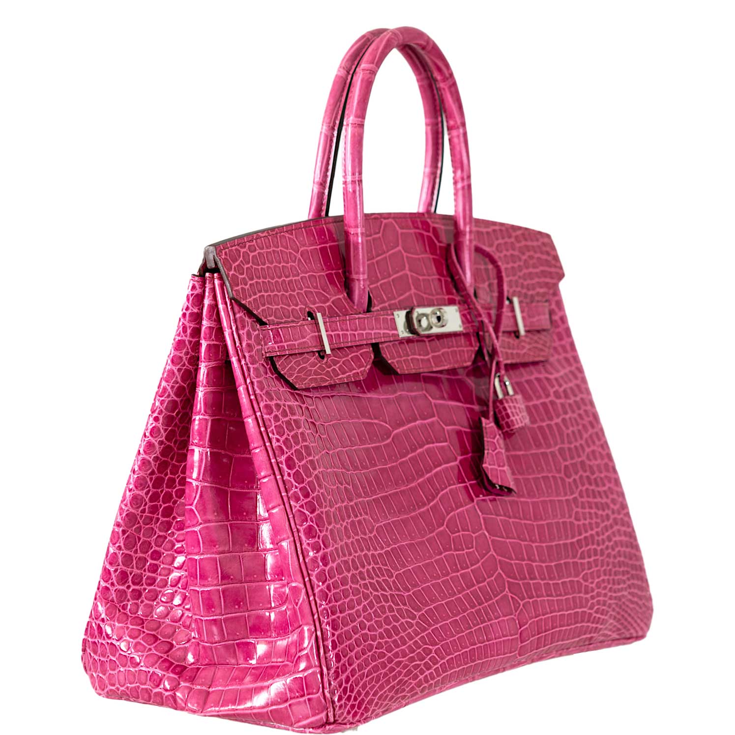Hermès Birkin 35 Fuchsia Porosus Crocodile with Palladium Hardware