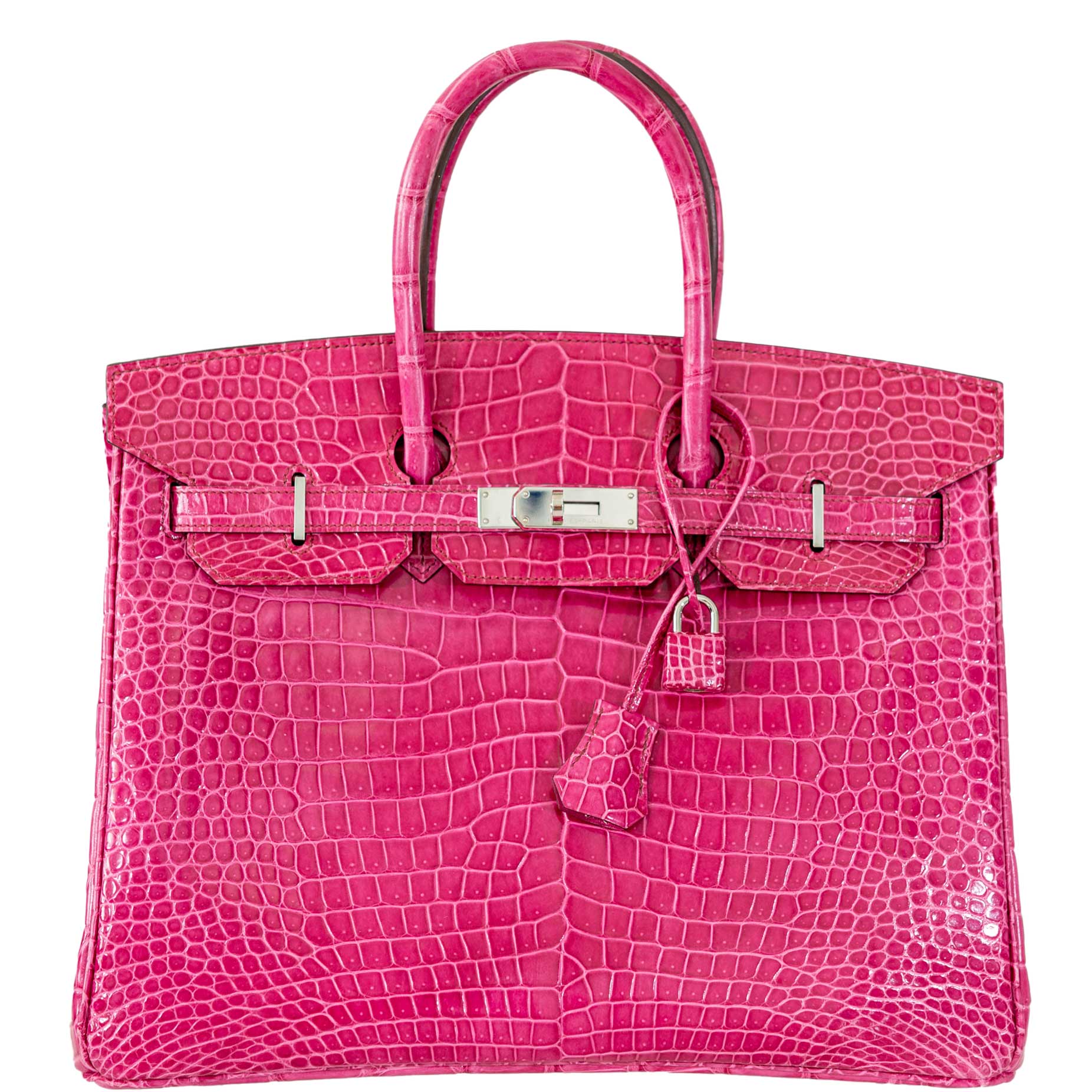 Hermès Birkin 35 Fuchsia Porosus Crocodile with Palladium Hardware