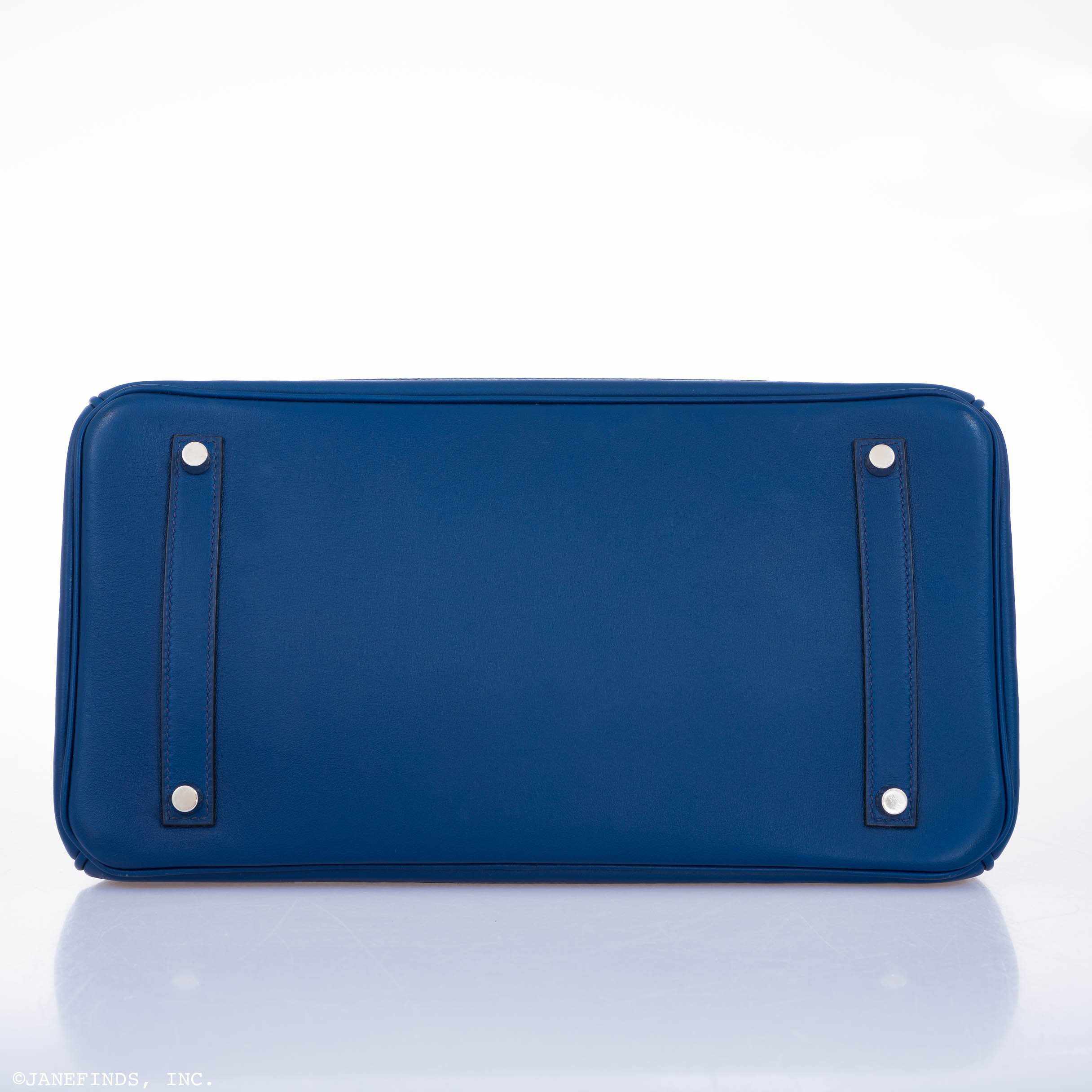 Hermès Birkin 35 Ghillies Bleu Saphir Swift Leather & Toile Palladium Hardware