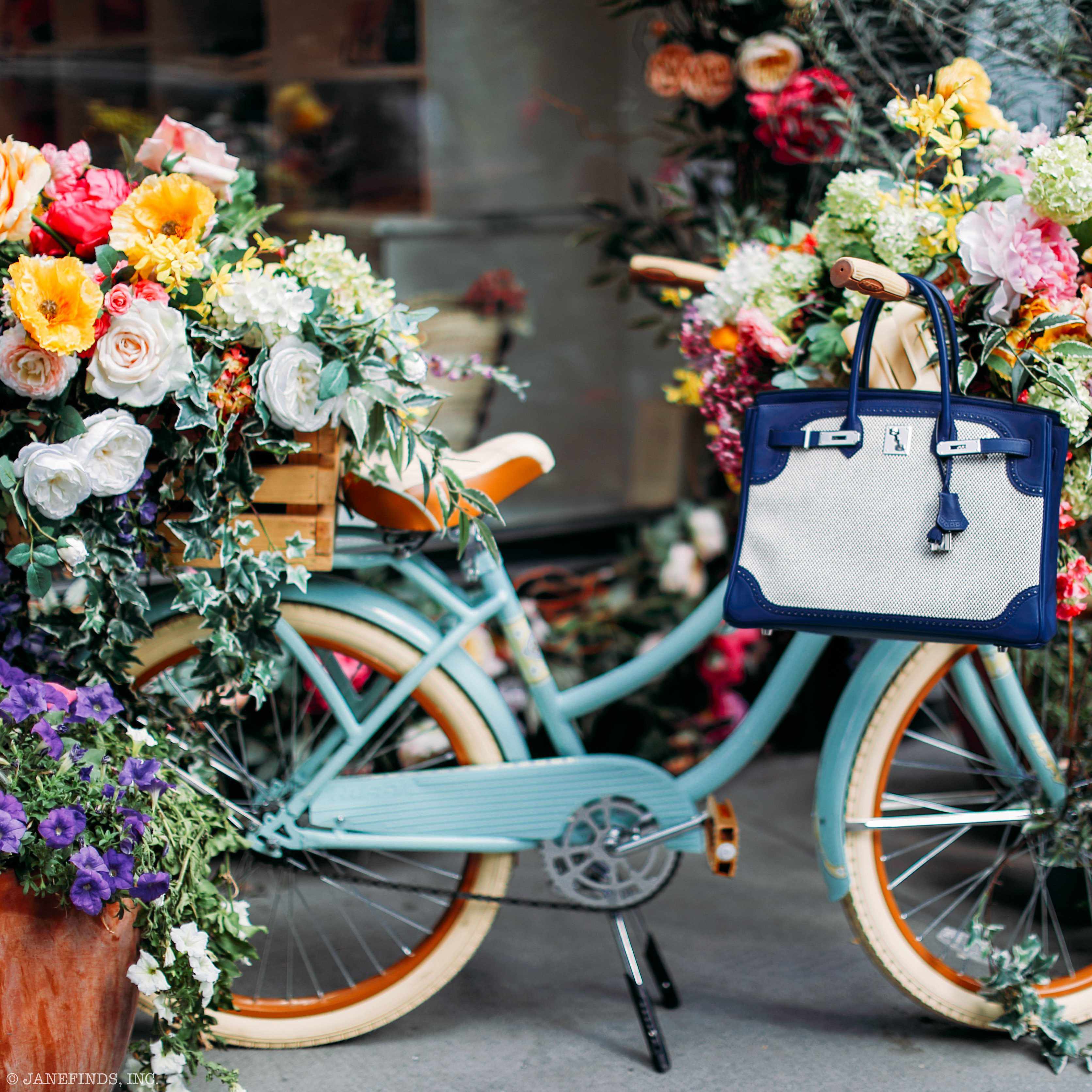 Hermès Birkin 35 Ghillies Bleu Saphir Swift Leather & Toile Palladium Hardware