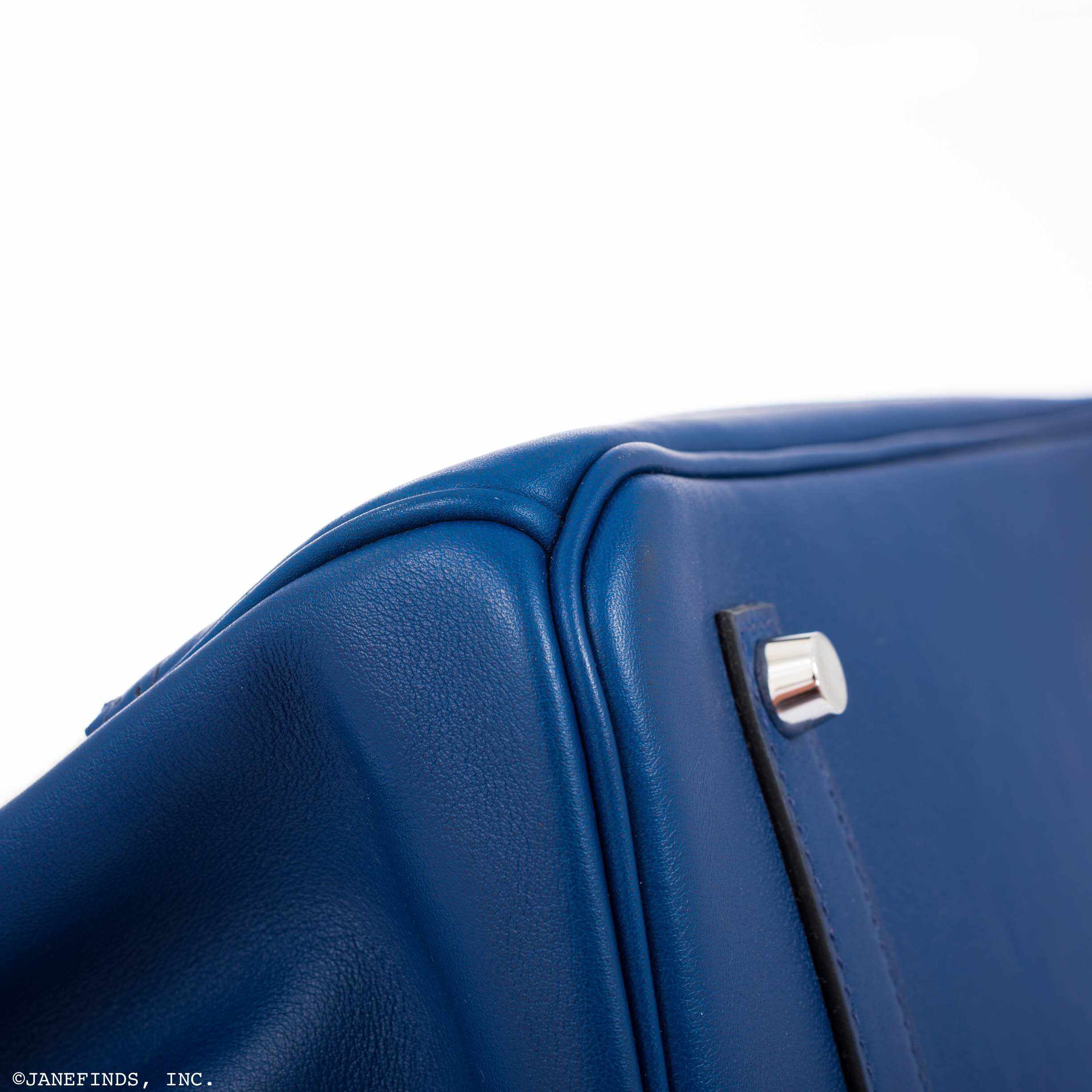 Hermès Birkin 35 Ghillies Bleu Saphir Swift Leather & Toile Palladium Hardware