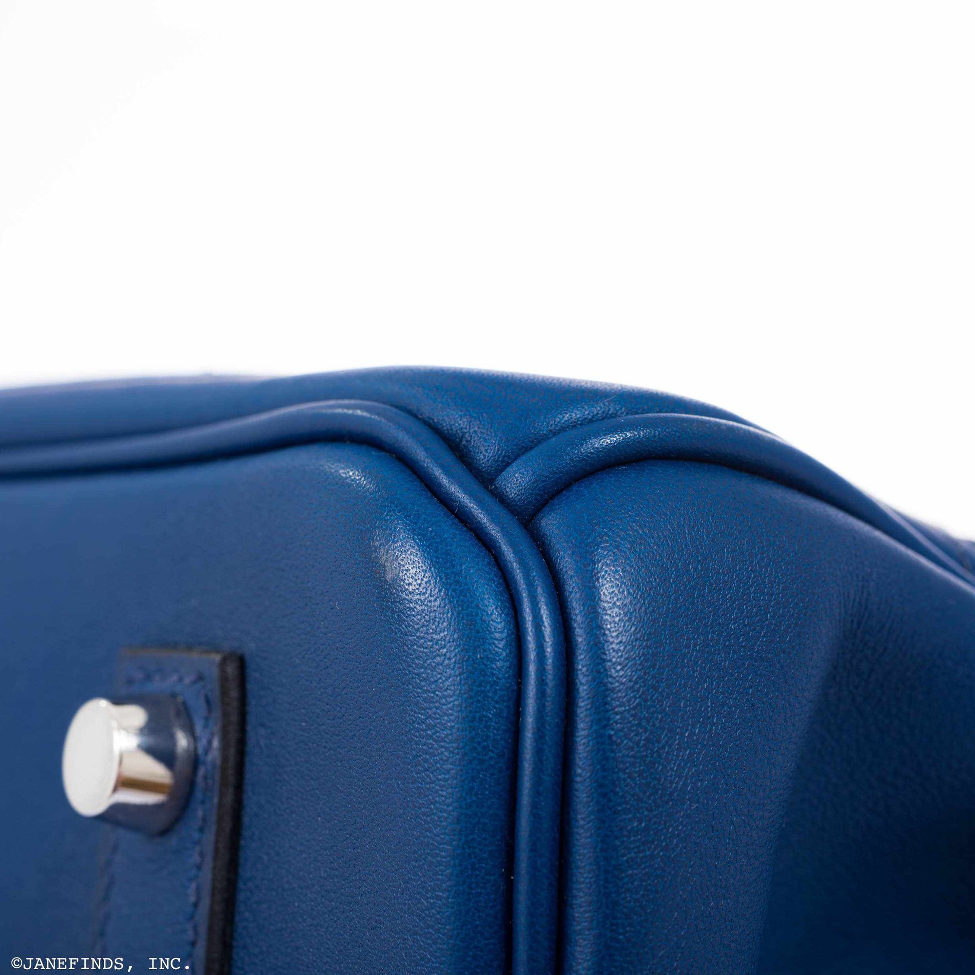 Hermès Birkin 35 Ghillies Bleu Saphir Swift Leather & Toile Palladium Hardware
