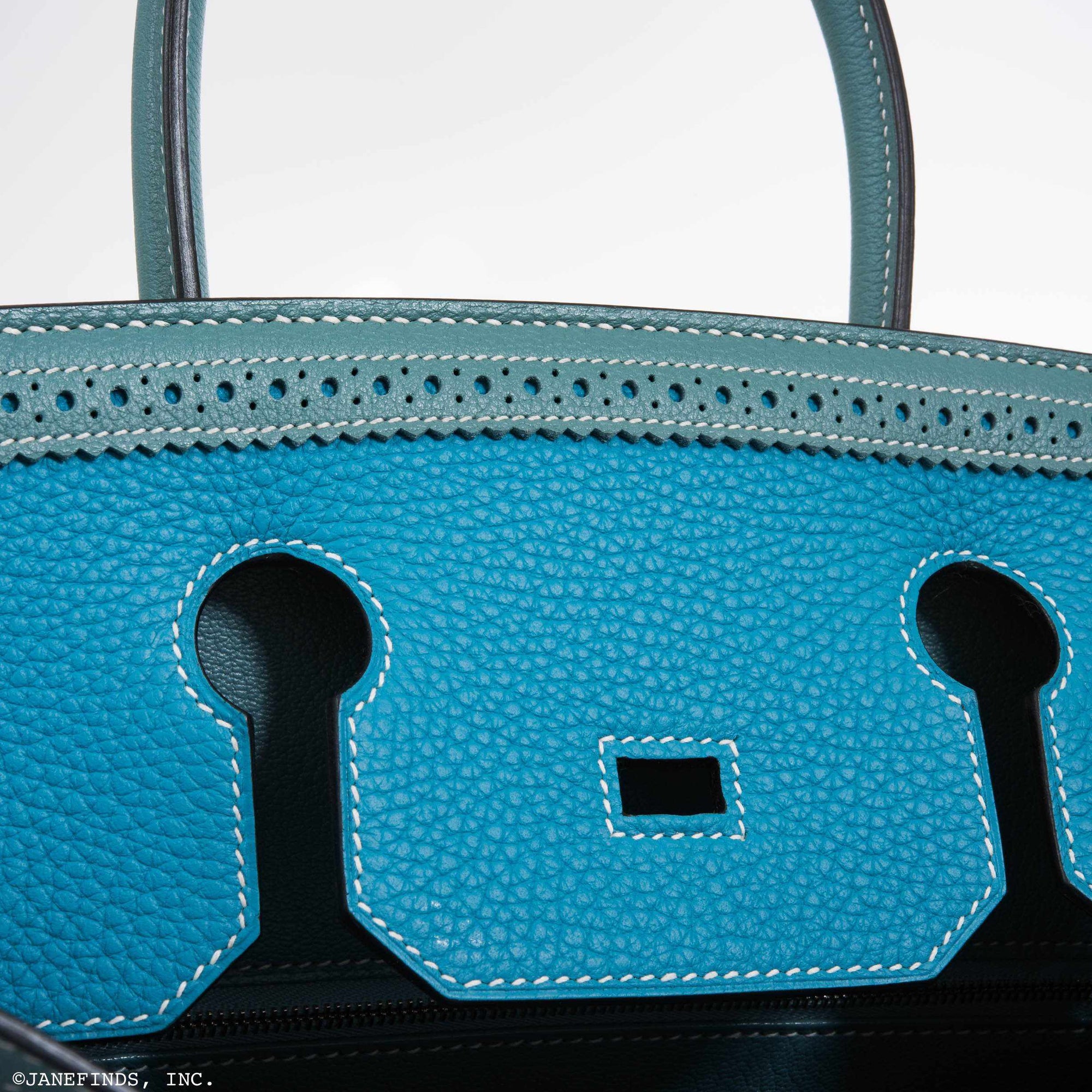 Hermès Birkin 35 "Ghillies" Limited Edition Turquoise & Ciel Evergrain, Swift & Veau Doblis Suede