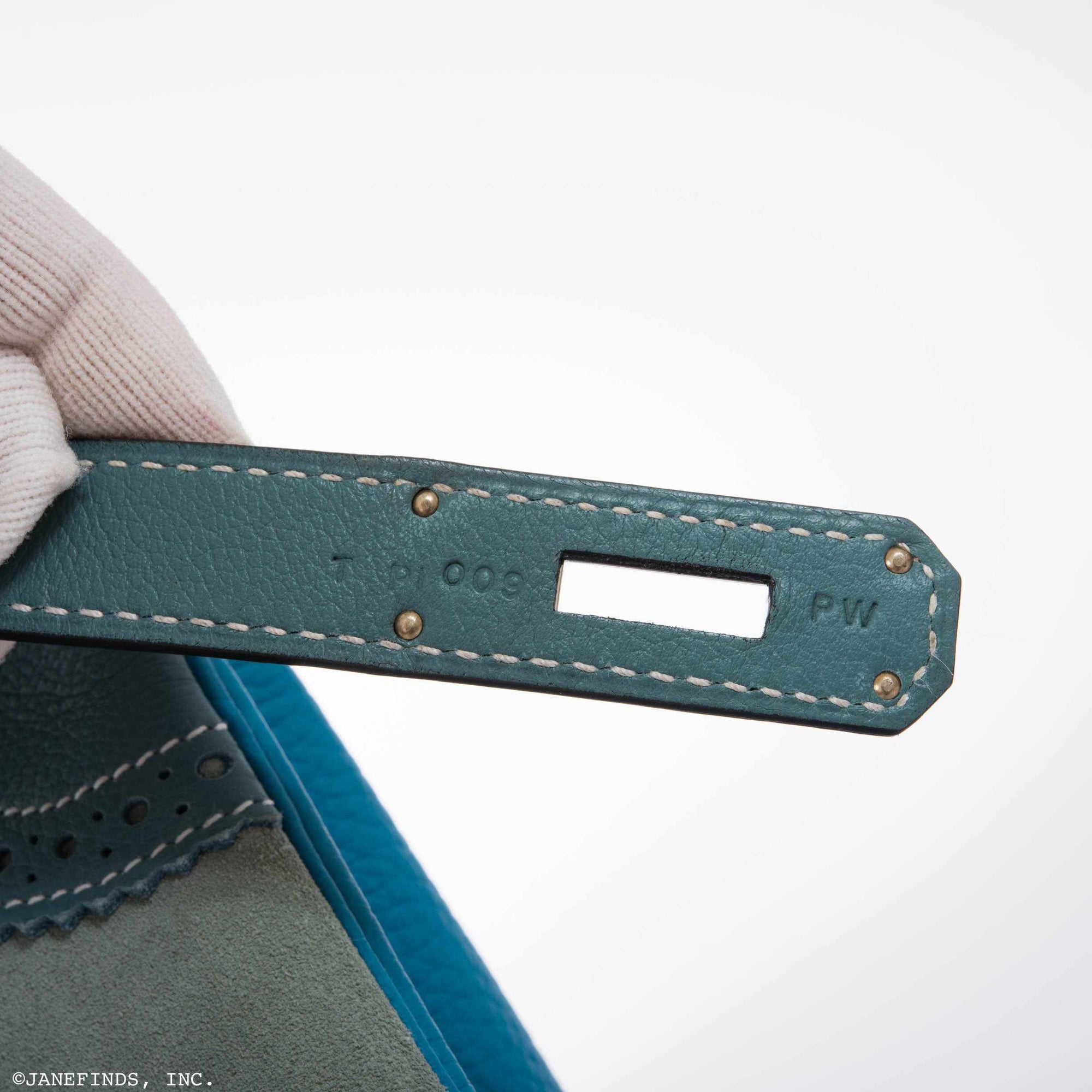 Hermès Birkin 35 "Ghillies" Limited Edition Turquoise & Ciel Evergrain, Swift & Veau Doblis Suede