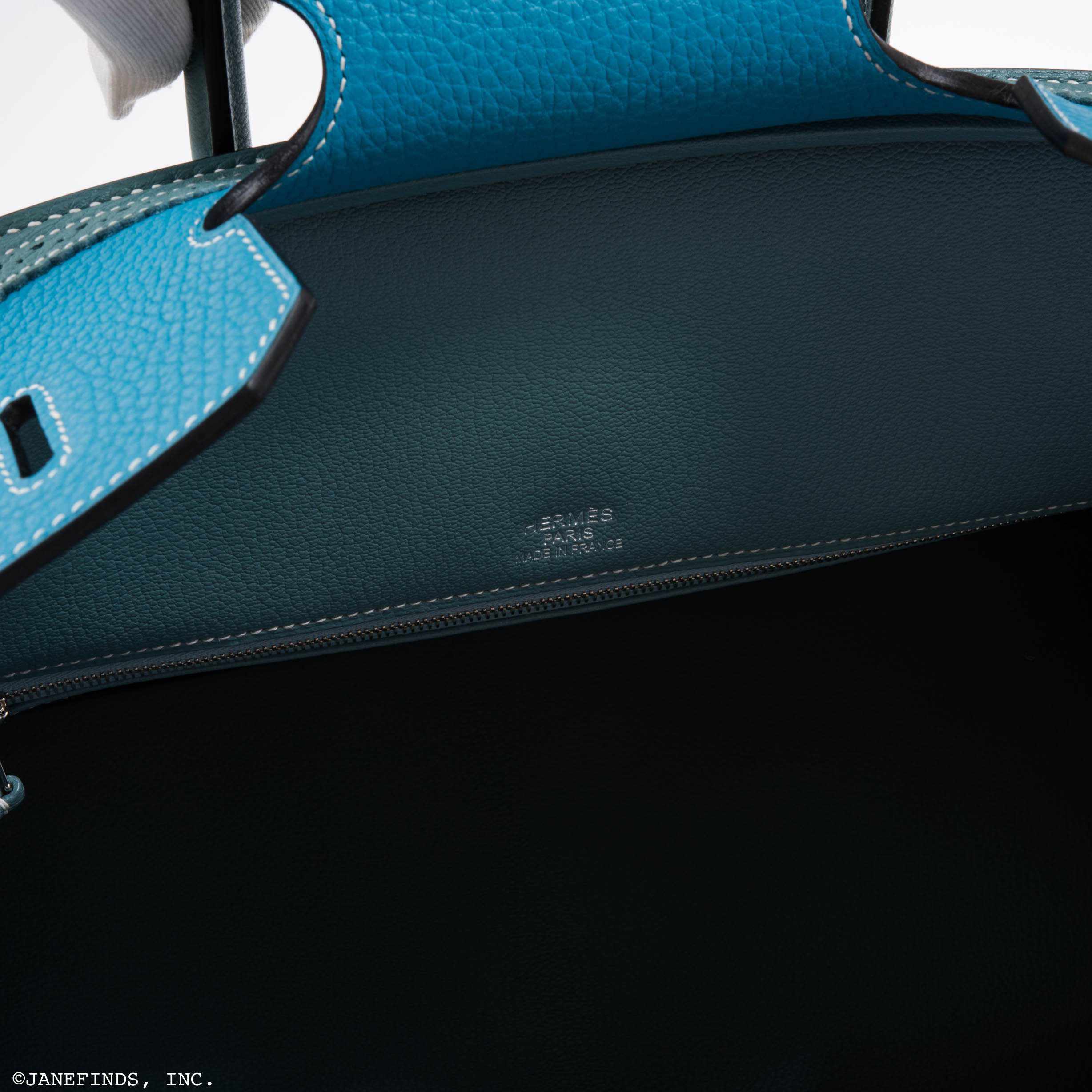 Hermès Birkin 35 "Ghillies" Limited Edition Turquoise & Ciel Evergrain, Swift & Veau Doblis Suede