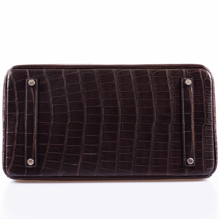 Hermès Birkin 35 Ghillies Matte Ébène Alligator Palladium Hardware