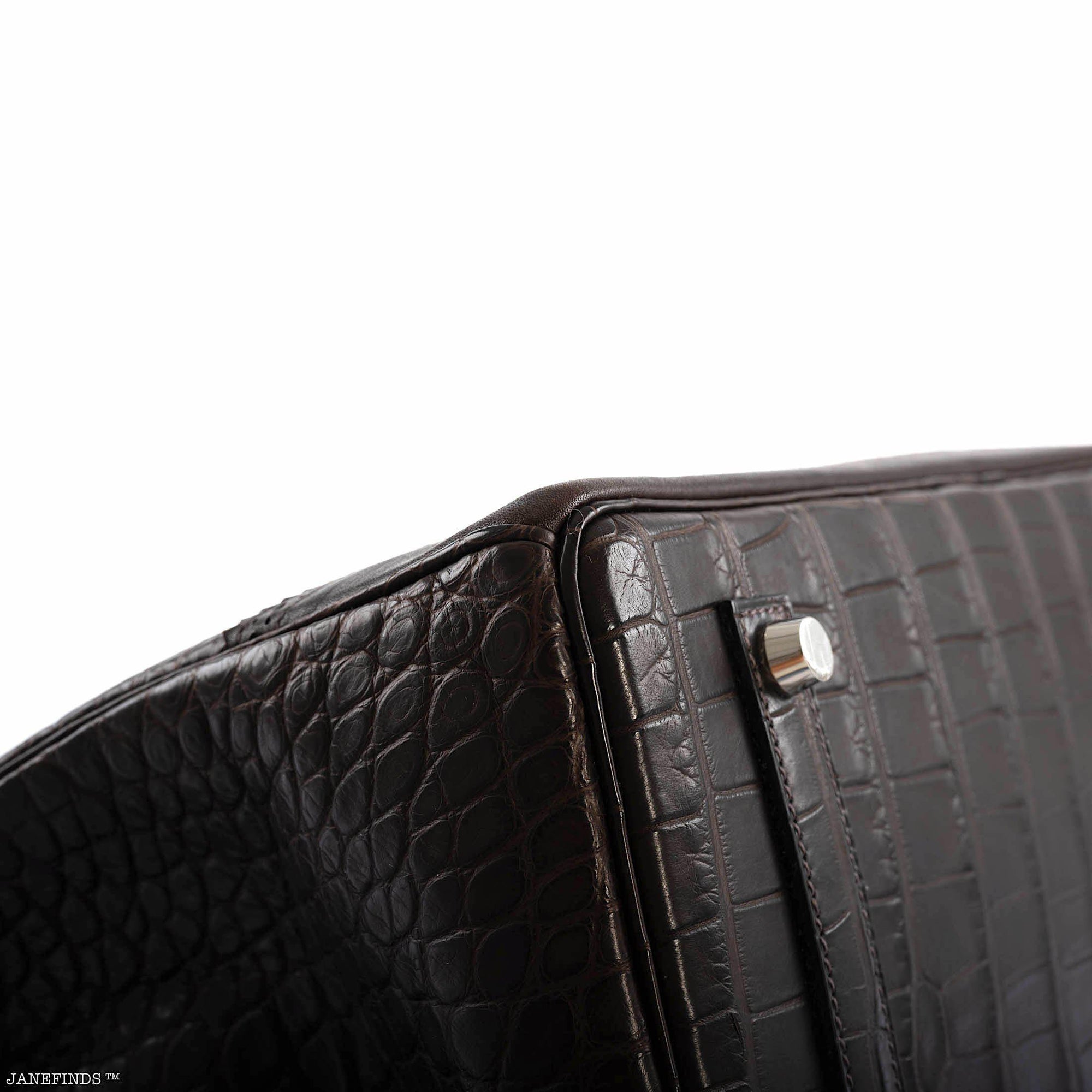 Hermès Birkin 35 Ghillies Matte Ébène Alligator & Swift Palladium Hardware