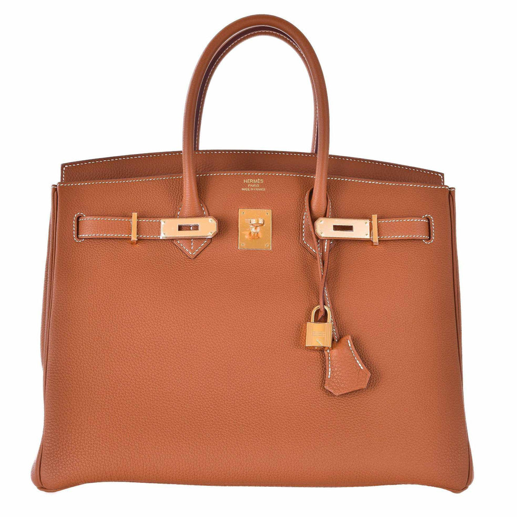 Hermes Birkin Bag 35 Togo Orange Women's Handbag - 35-ORANGE-TOGO-GOLD