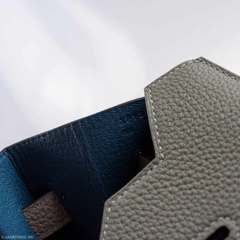Hermès Birkin 35 Gris Mouette Verso Blue Agate Togo Palladium Hardware - 2016, X