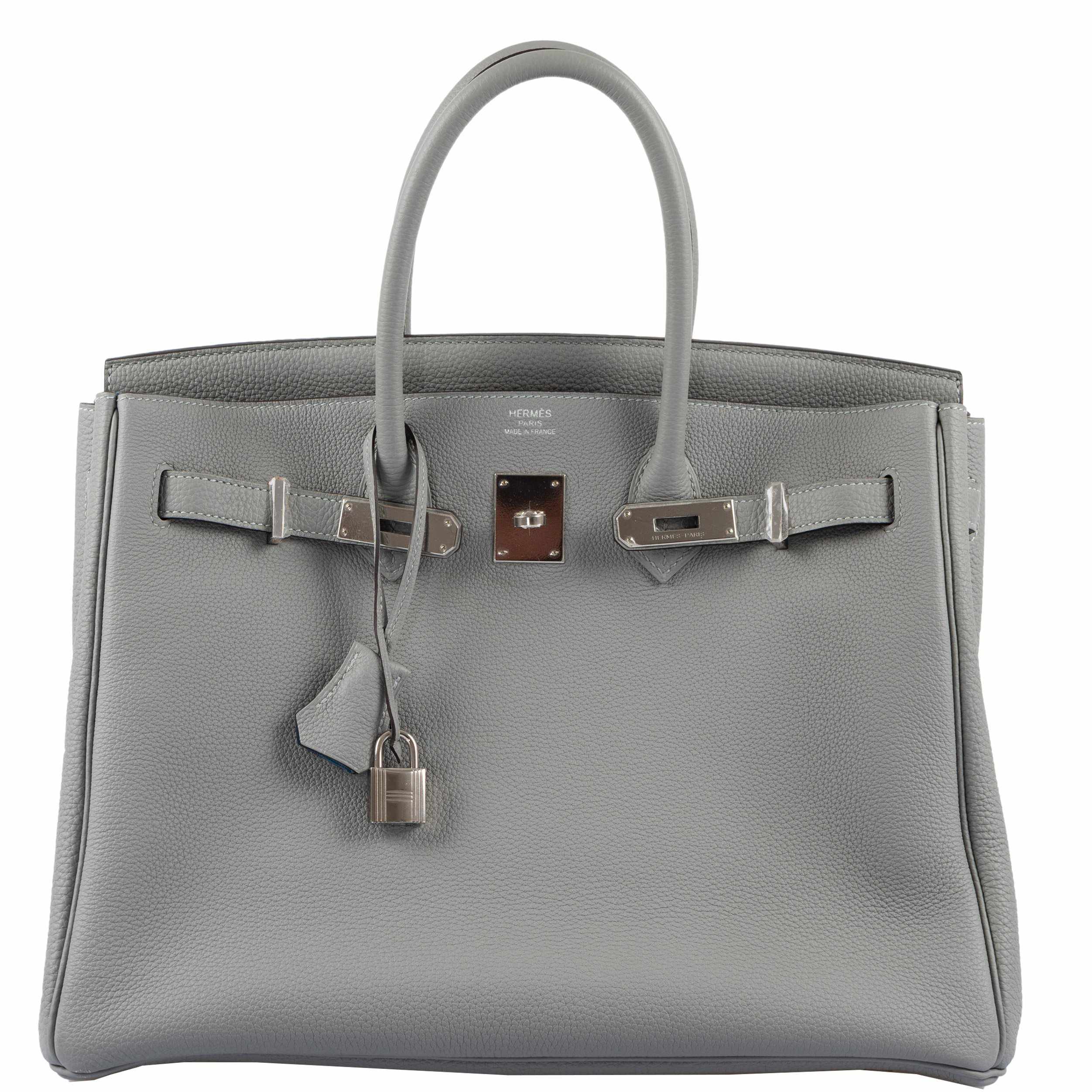 Hermès Birkin 35 Gris Mouette Verso Blue Agate Togo Palladium Hardware