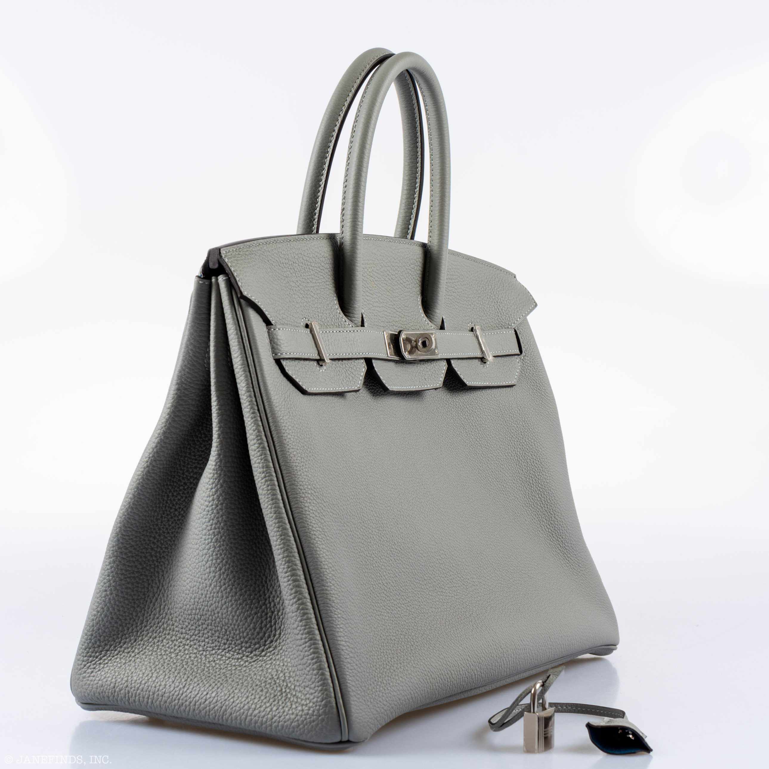 Hermès Birkin 35 Gris Mouette Verso Blue Agate Togo Palladium Hardware