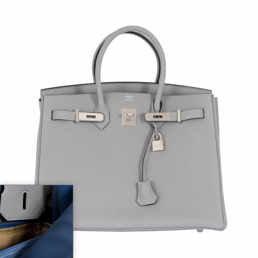 Hermes Birkin 35 Verso Gris Mouette Blue Agate Exclusive – JaneFinds