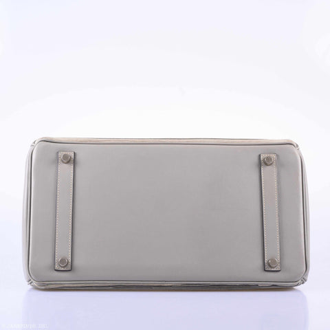 Hermès Birkin 35 Gris Perle Box & Vibrato Leather Palladium Hardware - 2001, E Square