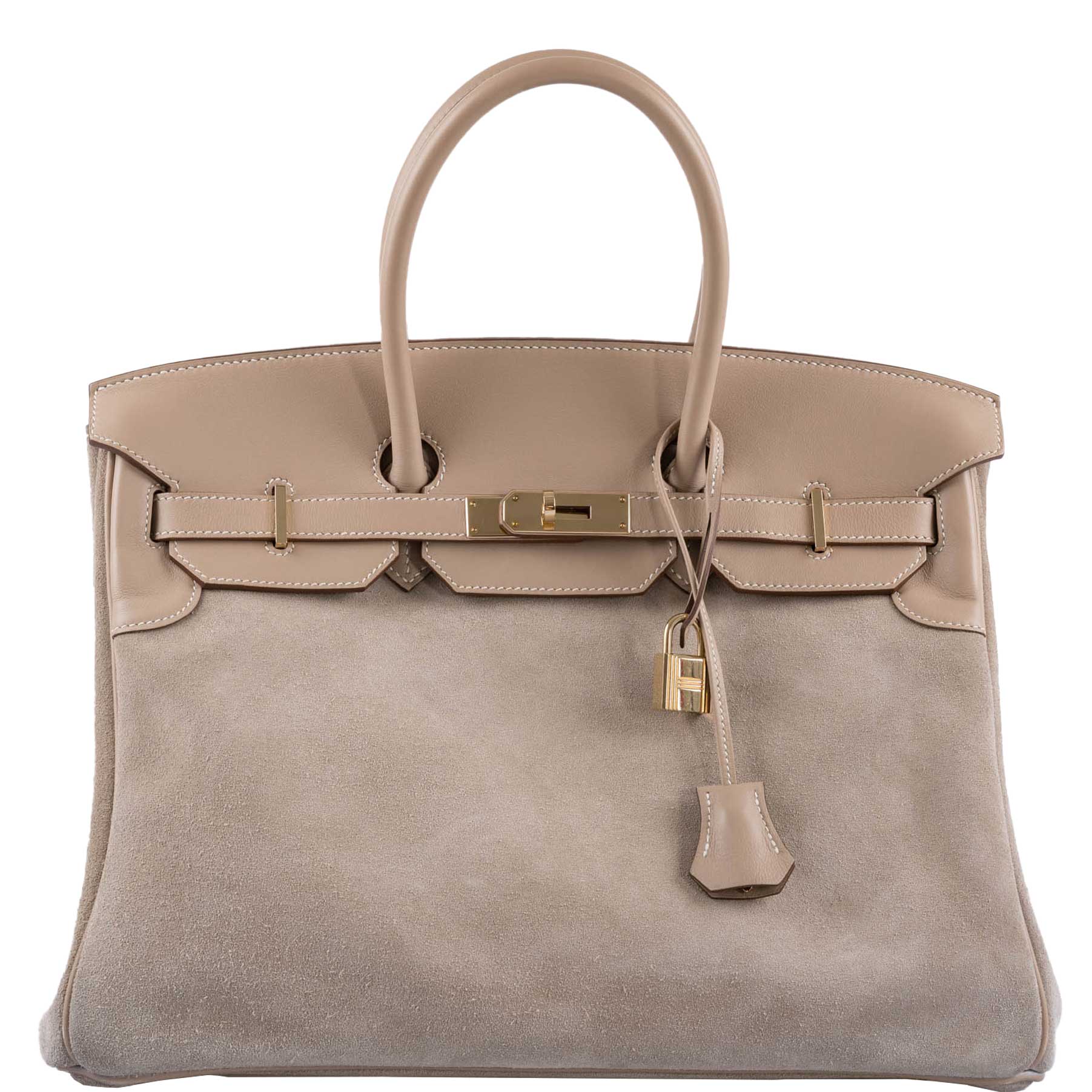 Hermes Birkin 35 Fauve Grizzly Suede & Capucine Evercolor