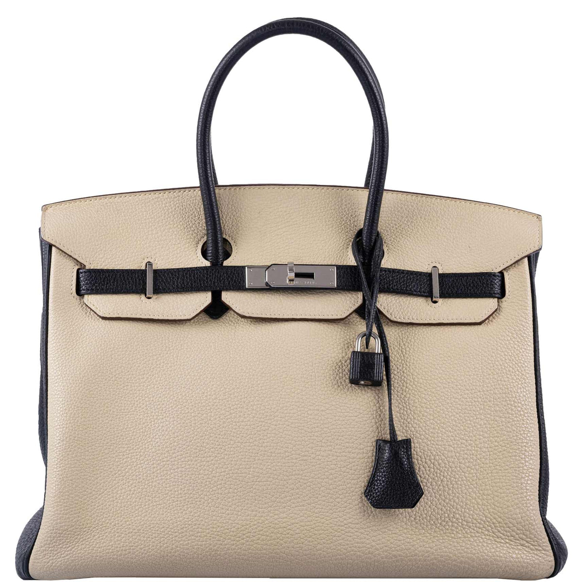 botd Birkin 35 HSS Tri-Color Parchment, Etoupe & Black Togo