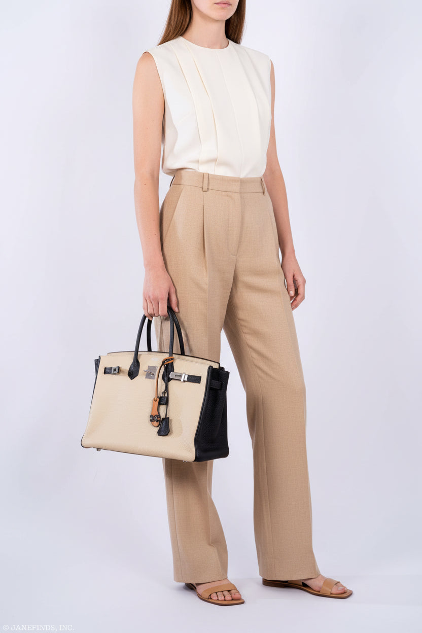 Hermès Birkin 35 HSS Black Parchemin Togo Palladium Hardware