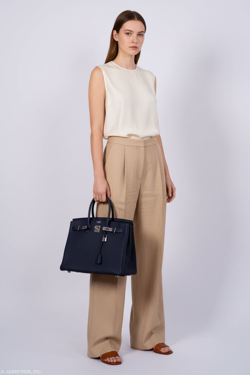 Hermès Birkin 35 HSS Blue Nuit Outside & Gris Etain Inside Togo Palladium Hardware