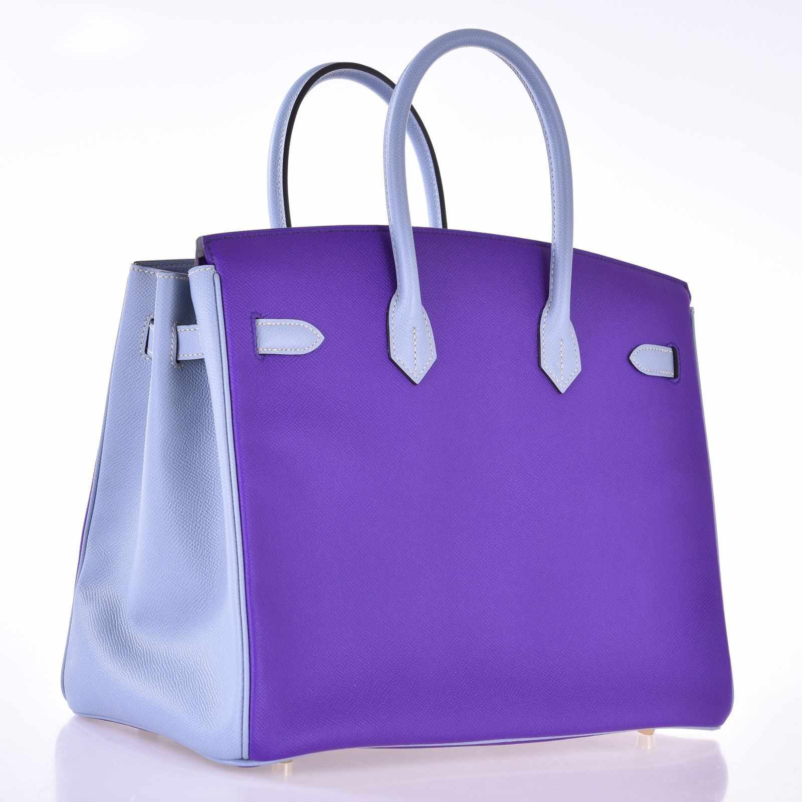 Hermes Birkin 35 Crocus And Blue Lin Epsom Gold Hardware | JANEFINDS