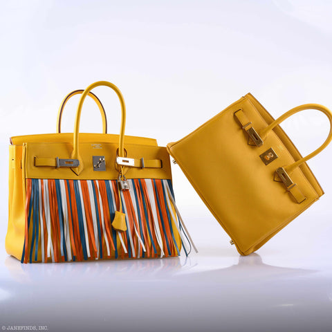 Hermès Birkin 35 HSS Fringe Soleil Togo & Multicolor Swift Leather Palladium Hardware