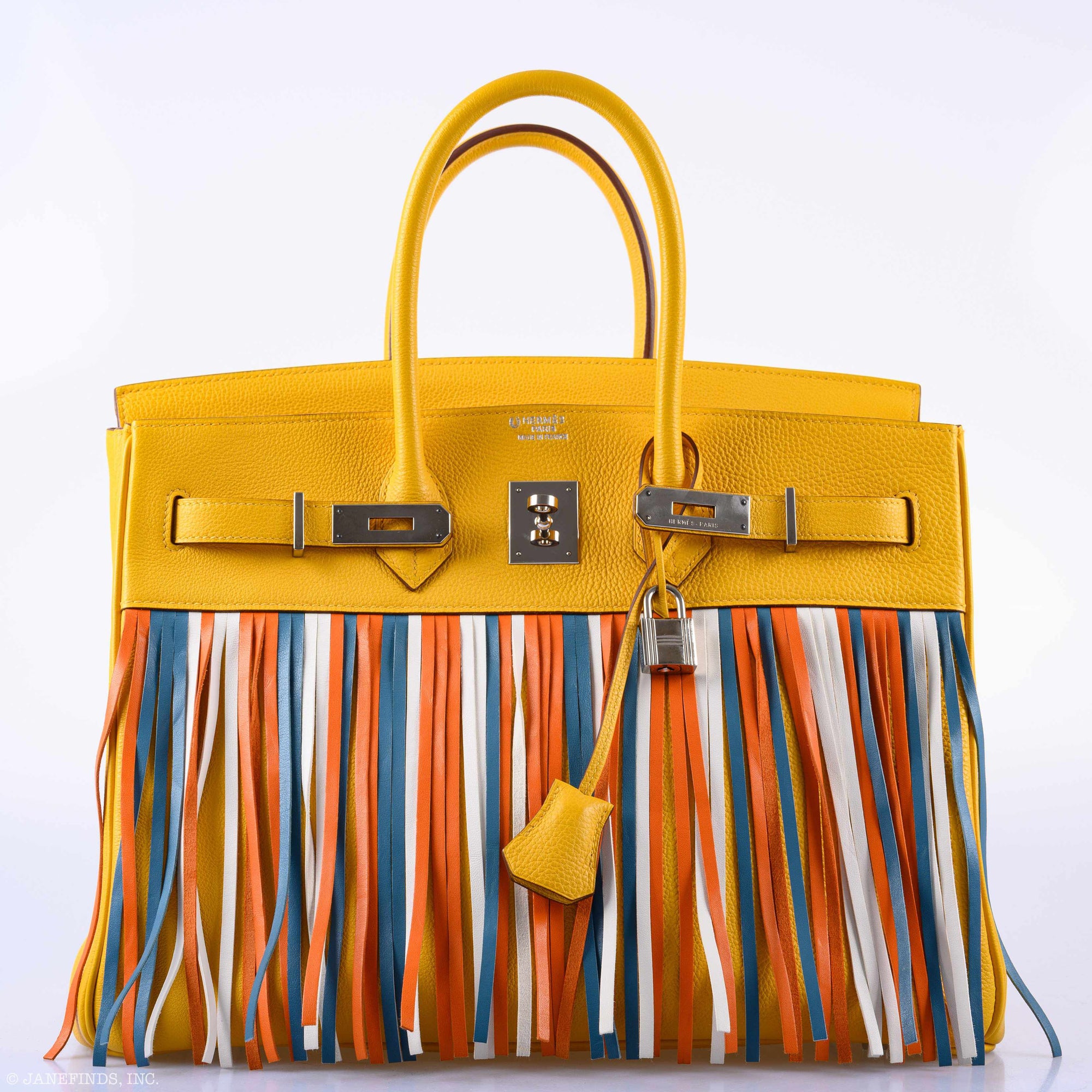 Hermès Birkin 35 HSS Fringe Soleil Togo & Multicolor Swift Palladium Hardware